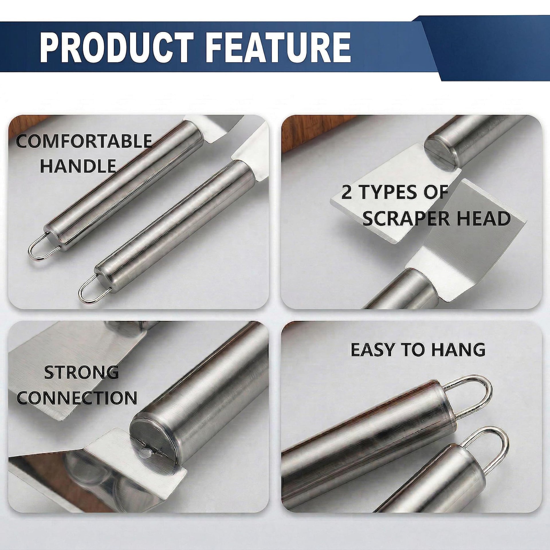2PCS Stainless Steel Scrapers (2 Count)