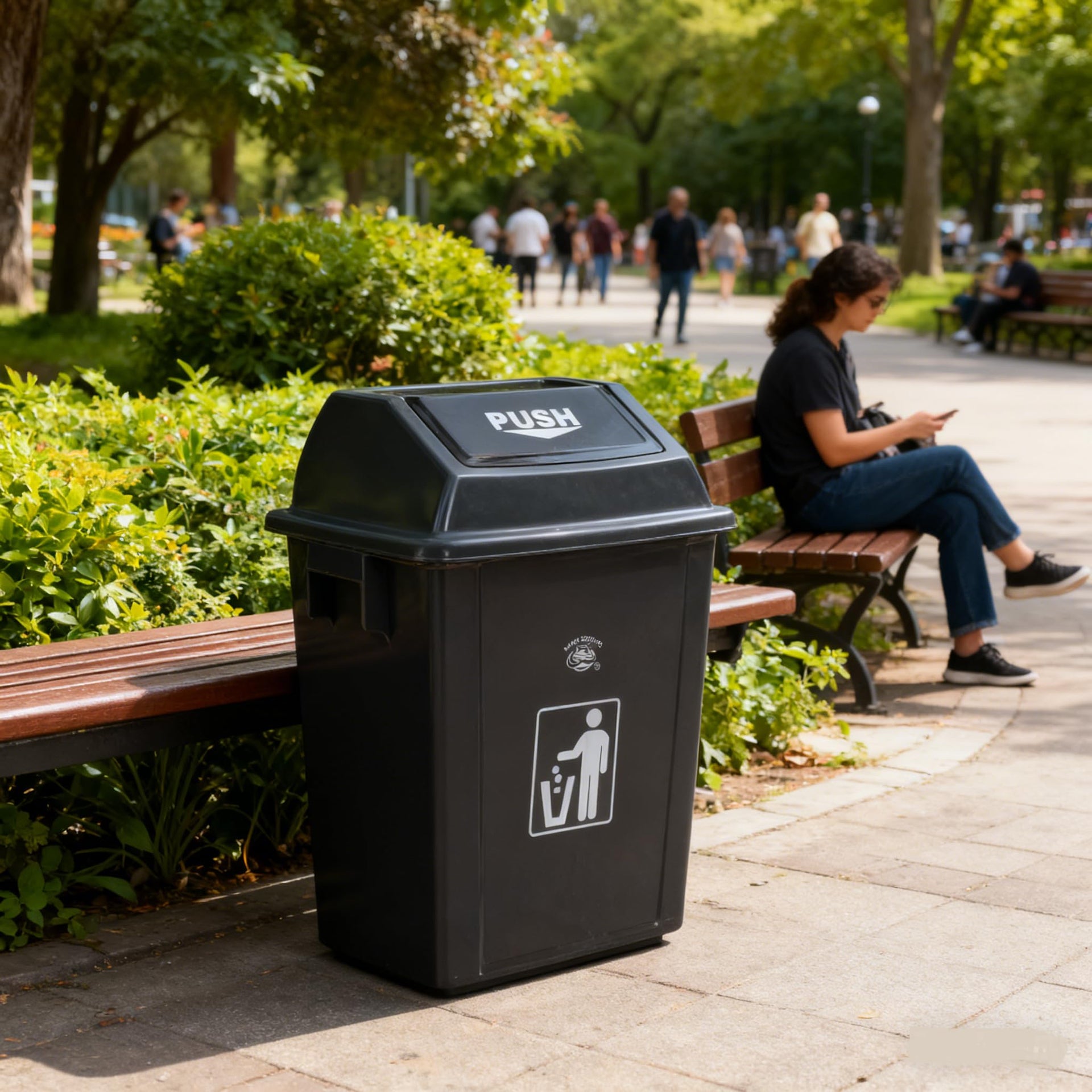 18 Gallon Plastic Trash Can with Swing Lid (4 Count)