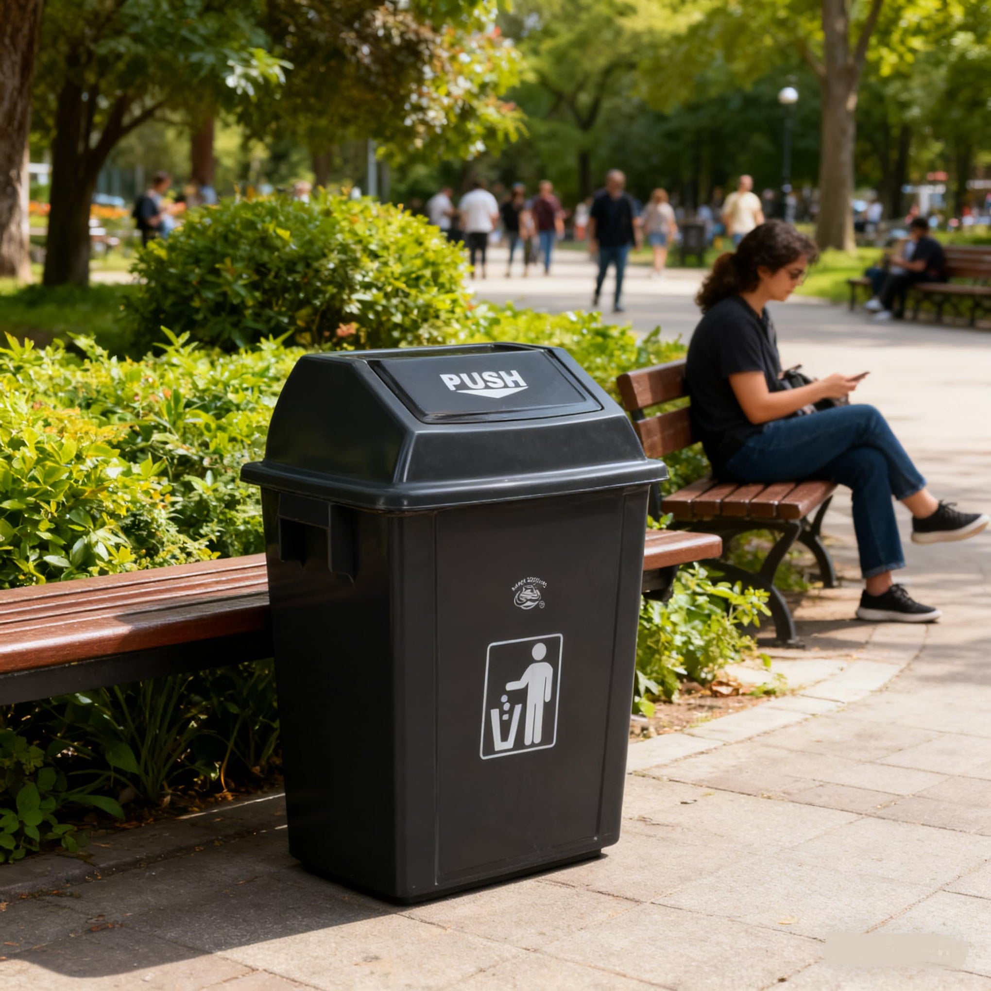 18 Gallon Plastic Trash Can with Swing Lid (4 Count)