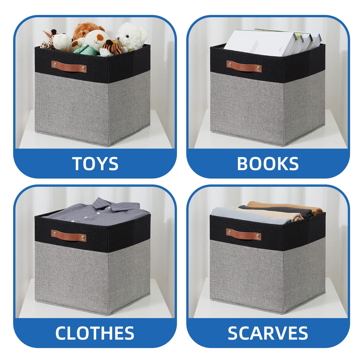 13 x 13 Storage Cubes Foldable Storage Cubes 4 Pack Canvas Storage Bin for Home (4 Count)