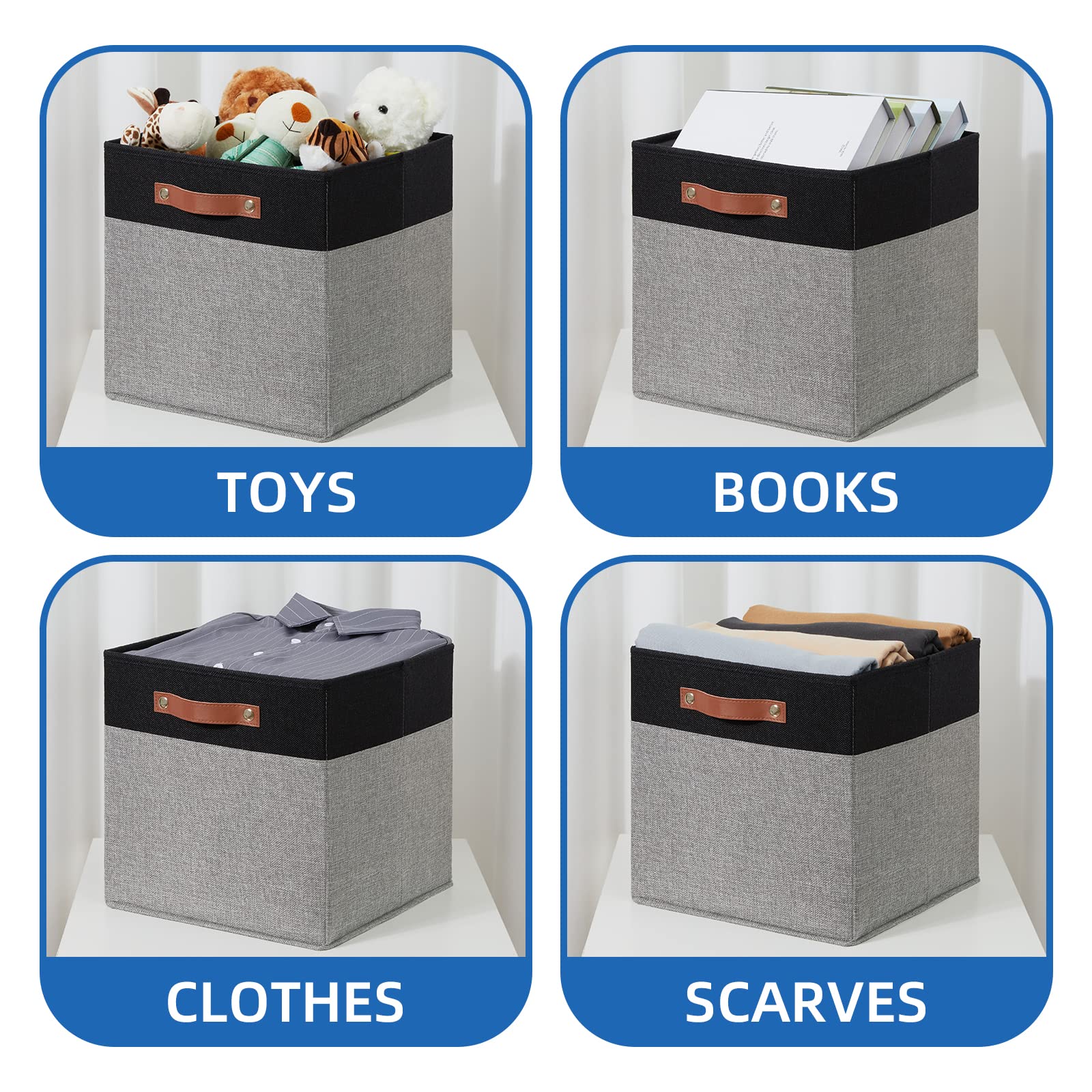 13 x 13 Storage Cubes Foldable Storage Cubes 4 Pack Canvas Storage Bin for Home (4 Count)