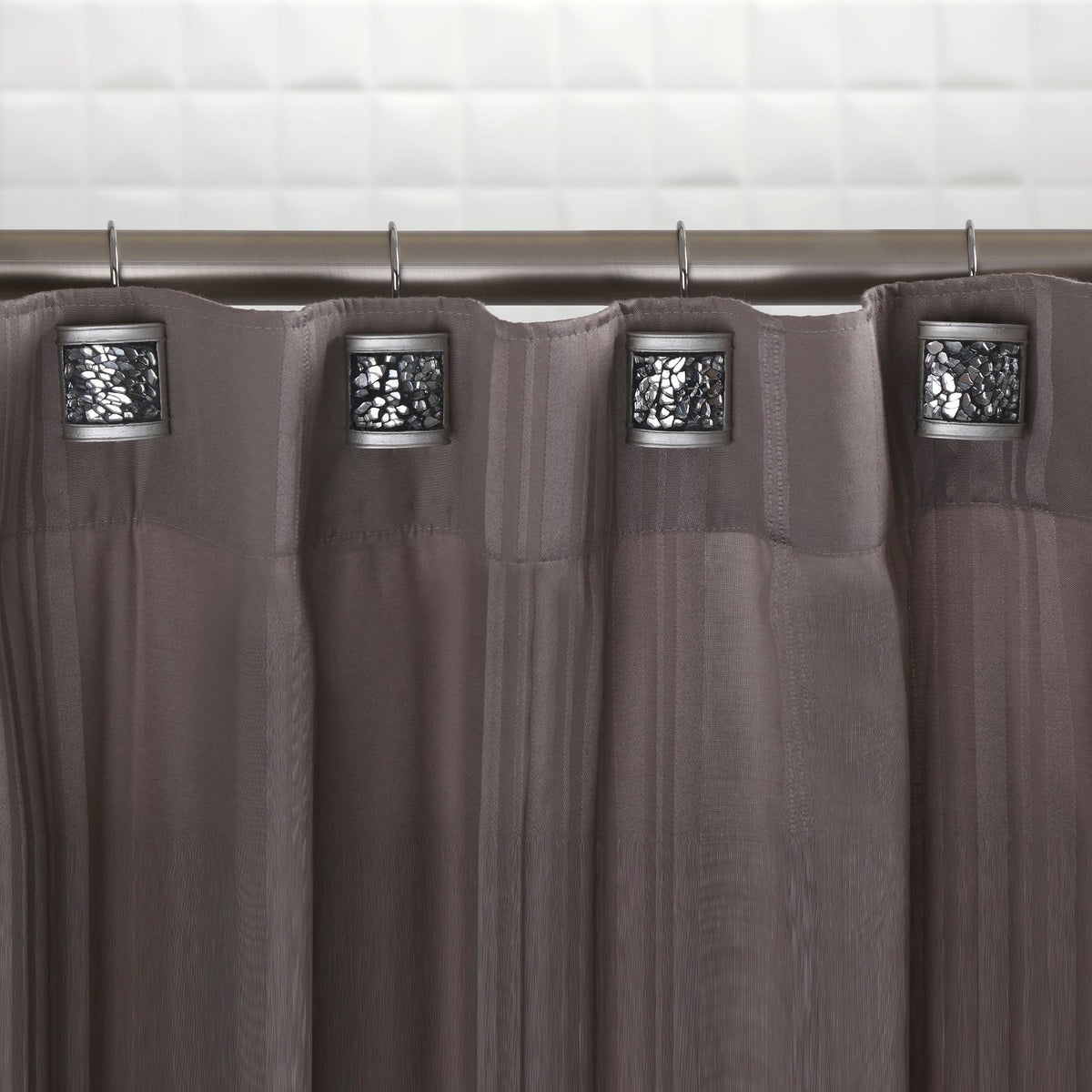 Silver Shower Curtain Hooks Decorative (12 Count)