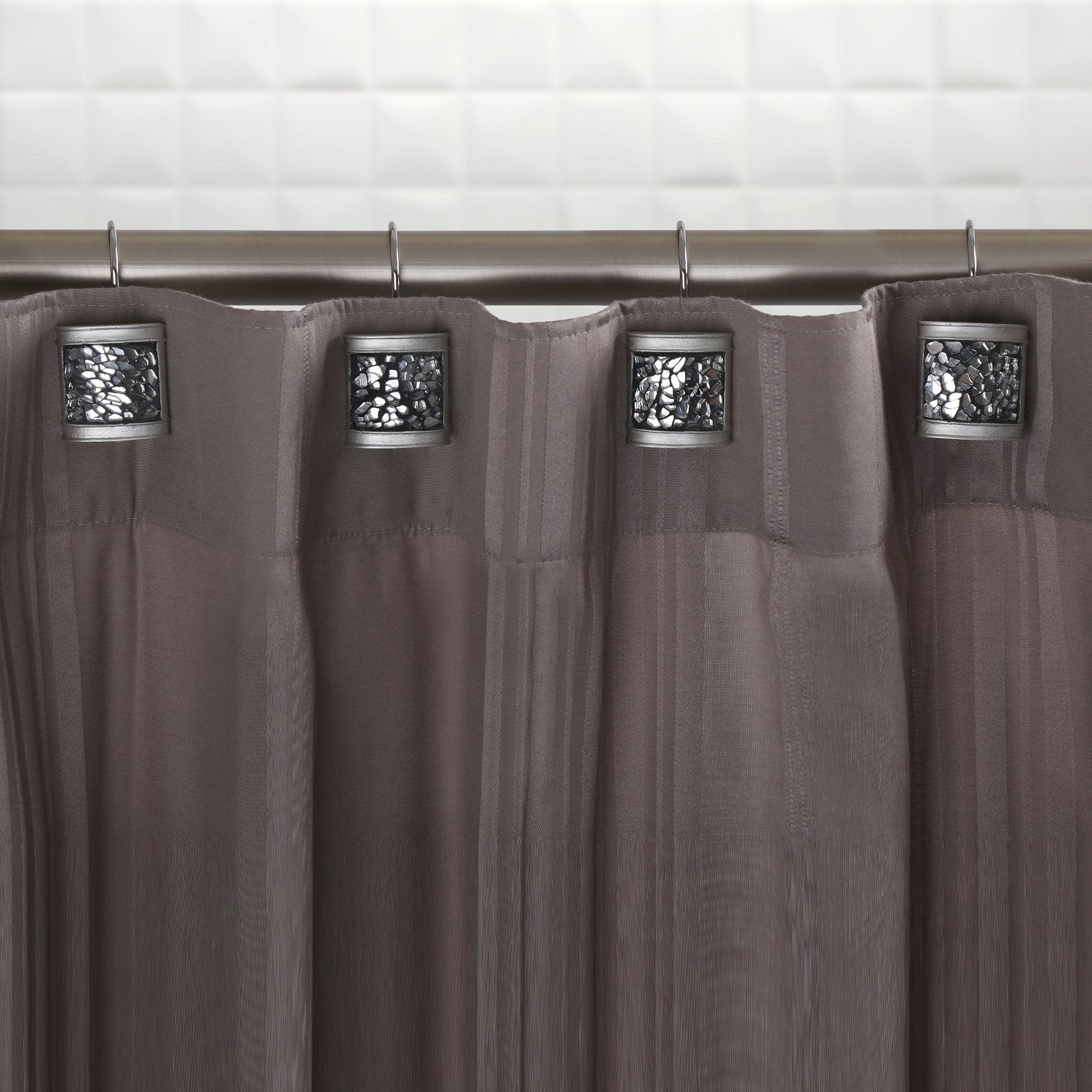 Silver Shower Curtain Hooks Decorative (12 Count)
