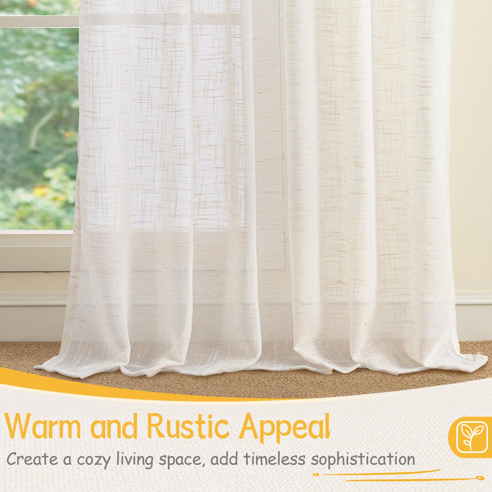 Linen Cafe Curtains 24 Inches Long (2 Count)