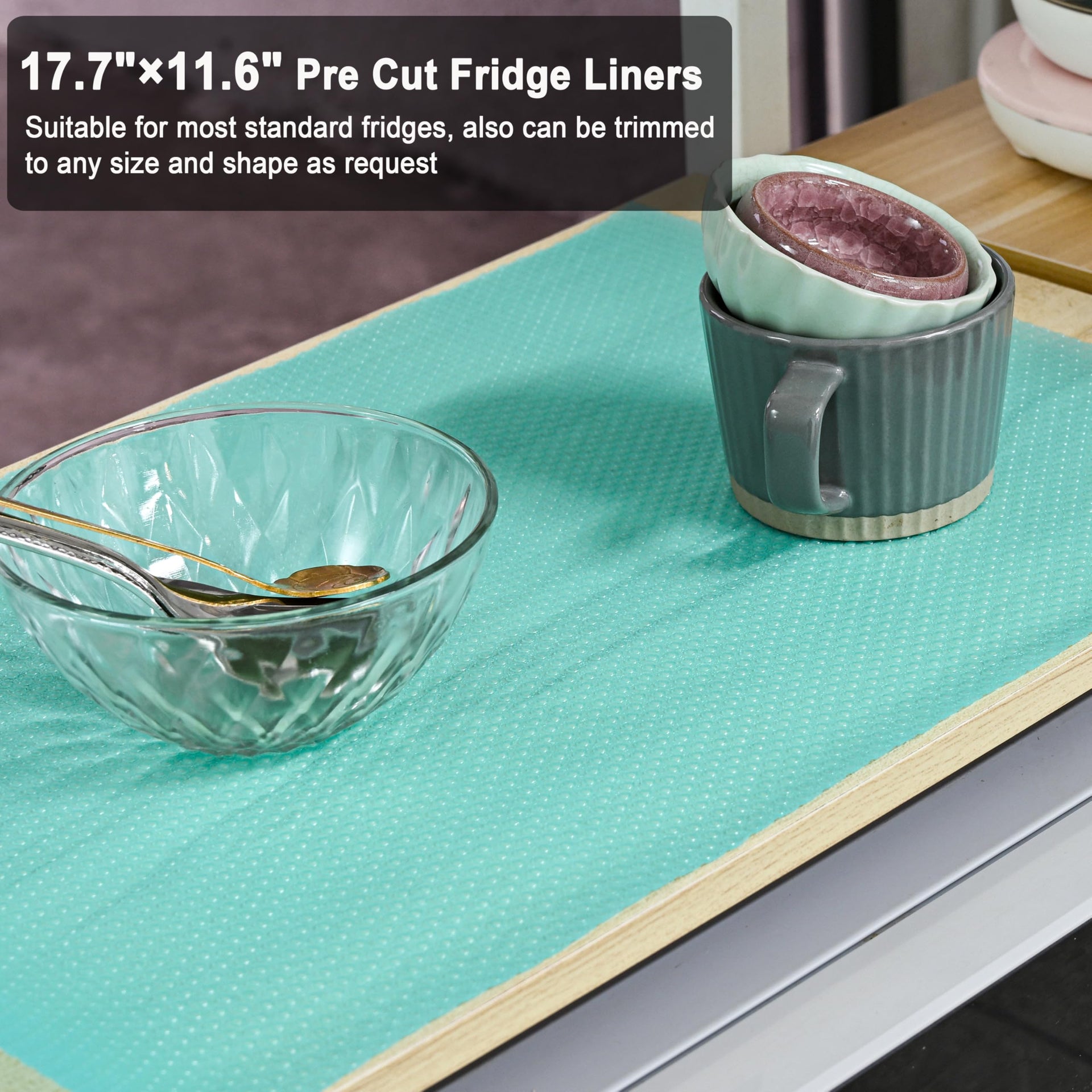 12Pcs Refrigerator Liners Washable Fridge Shelf Liners Mats for Freezer Glass Shelves Kitchen Cabinets Cupboards Drawers (11.21 Sq Ft)