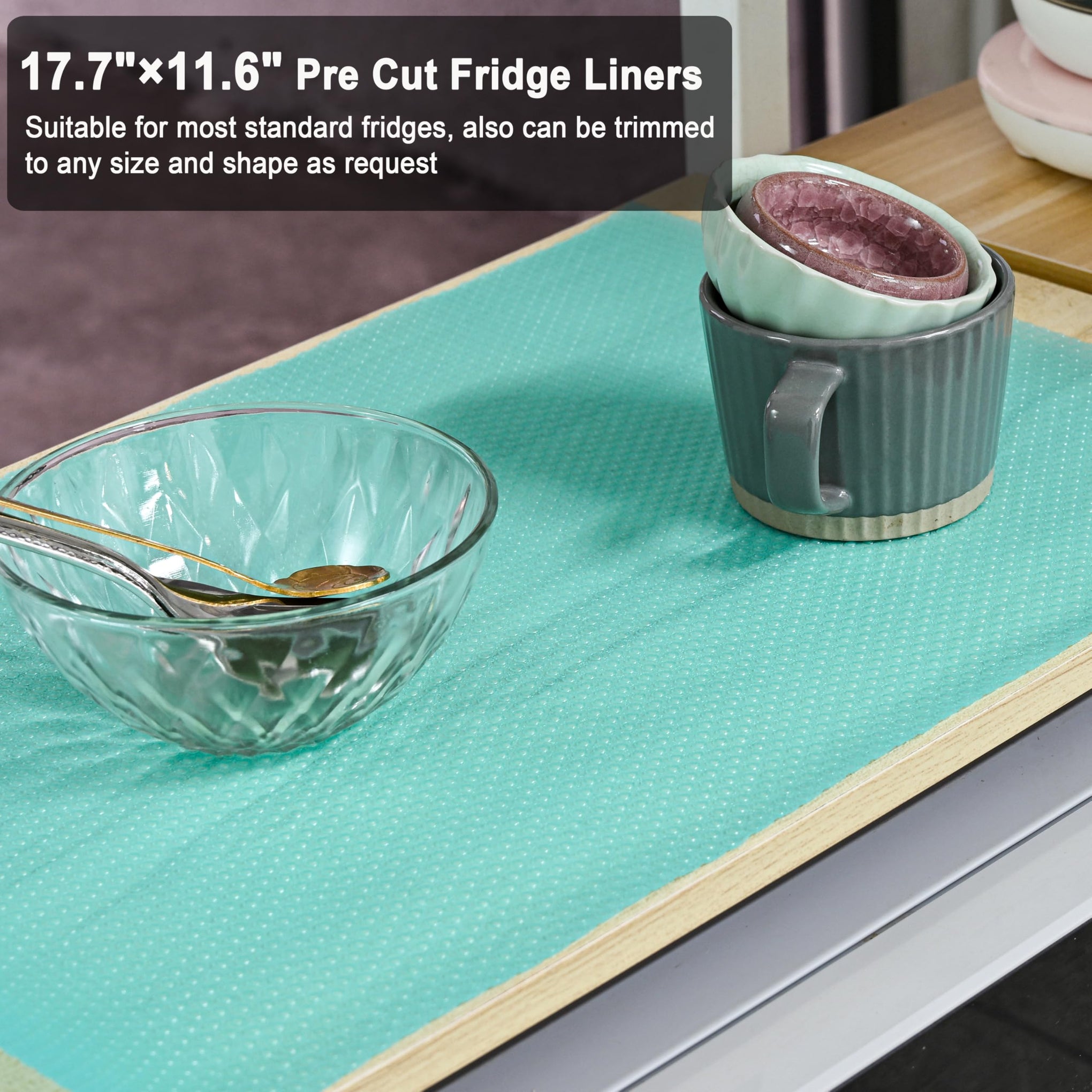 12Pcs Refrigerator Liners Washable Fridge Shelf Liners Mats for Freezer Glass Shelves Kitchen Cabinets Cupboards Drawers (11.21 Sq Ft)