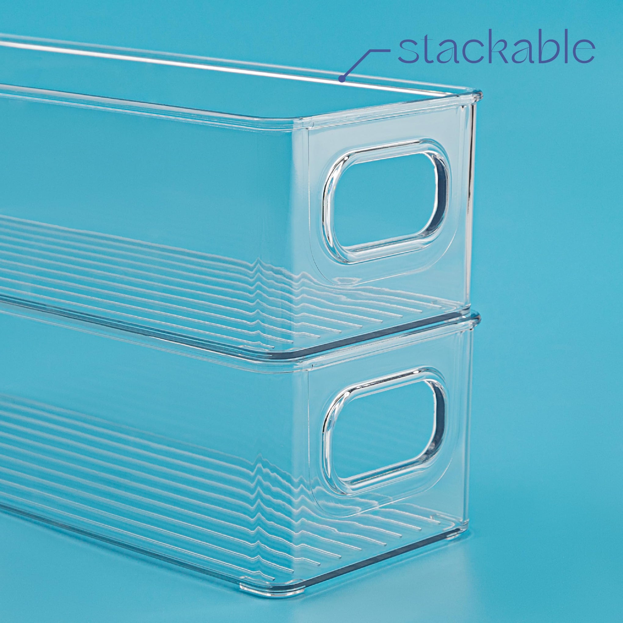 Plastic Food Storage Clear Container Bin with Handles for Organizing Kitchen
