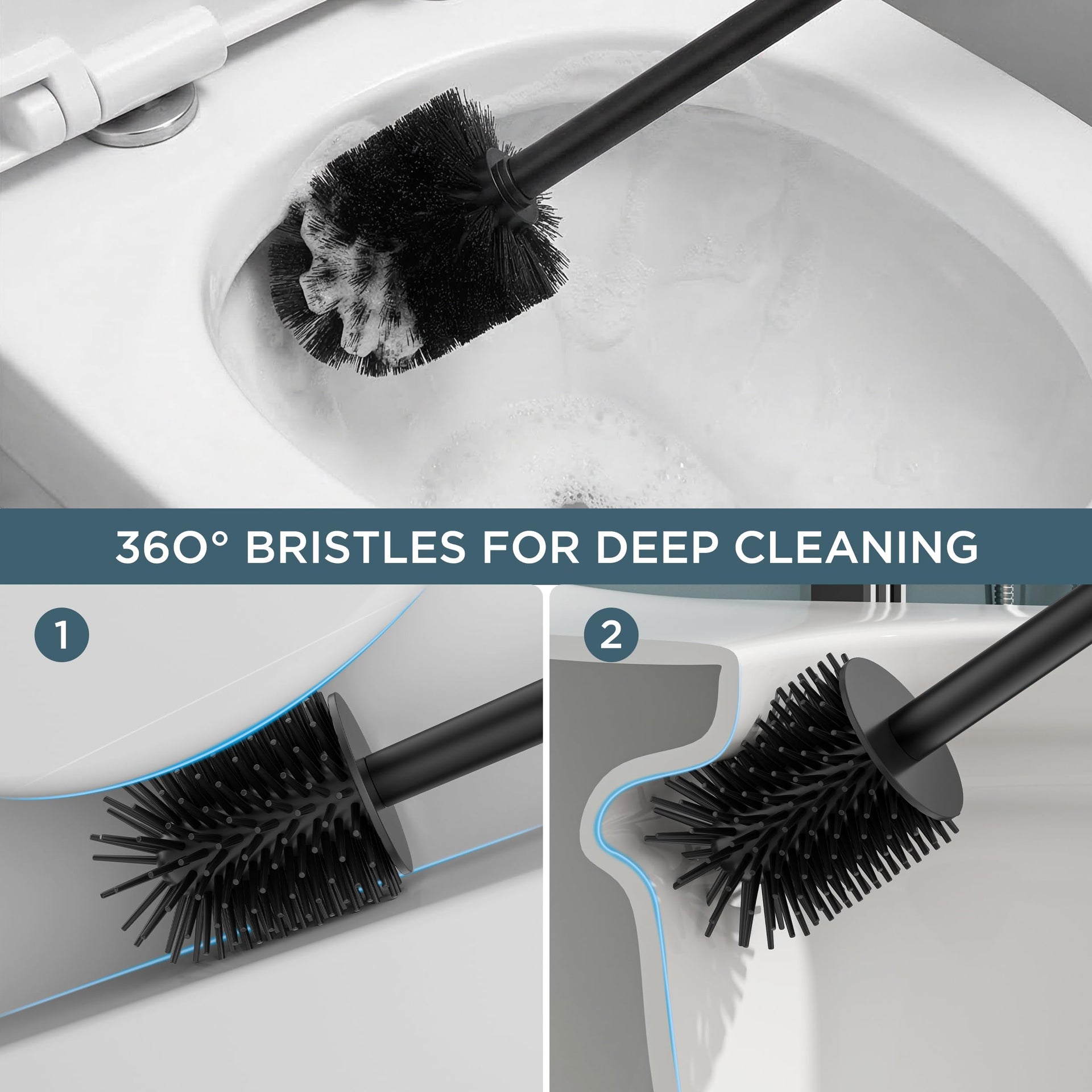 Stainless Steel Toilet Bowl Brush Scrubber and Holder Set Medium