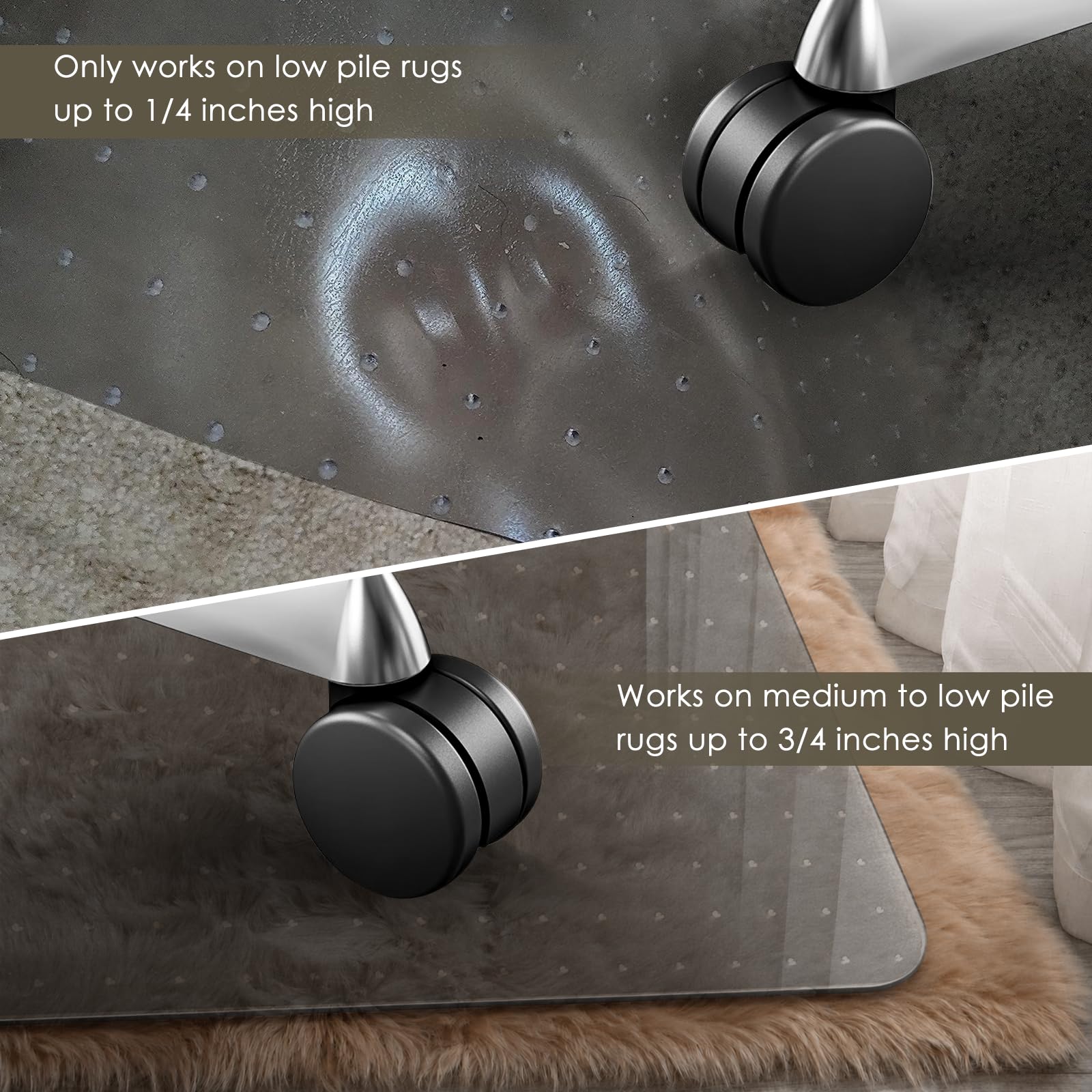 Heavy Duty Office Chair Mat for Carpet 32" x 48" Hard Material