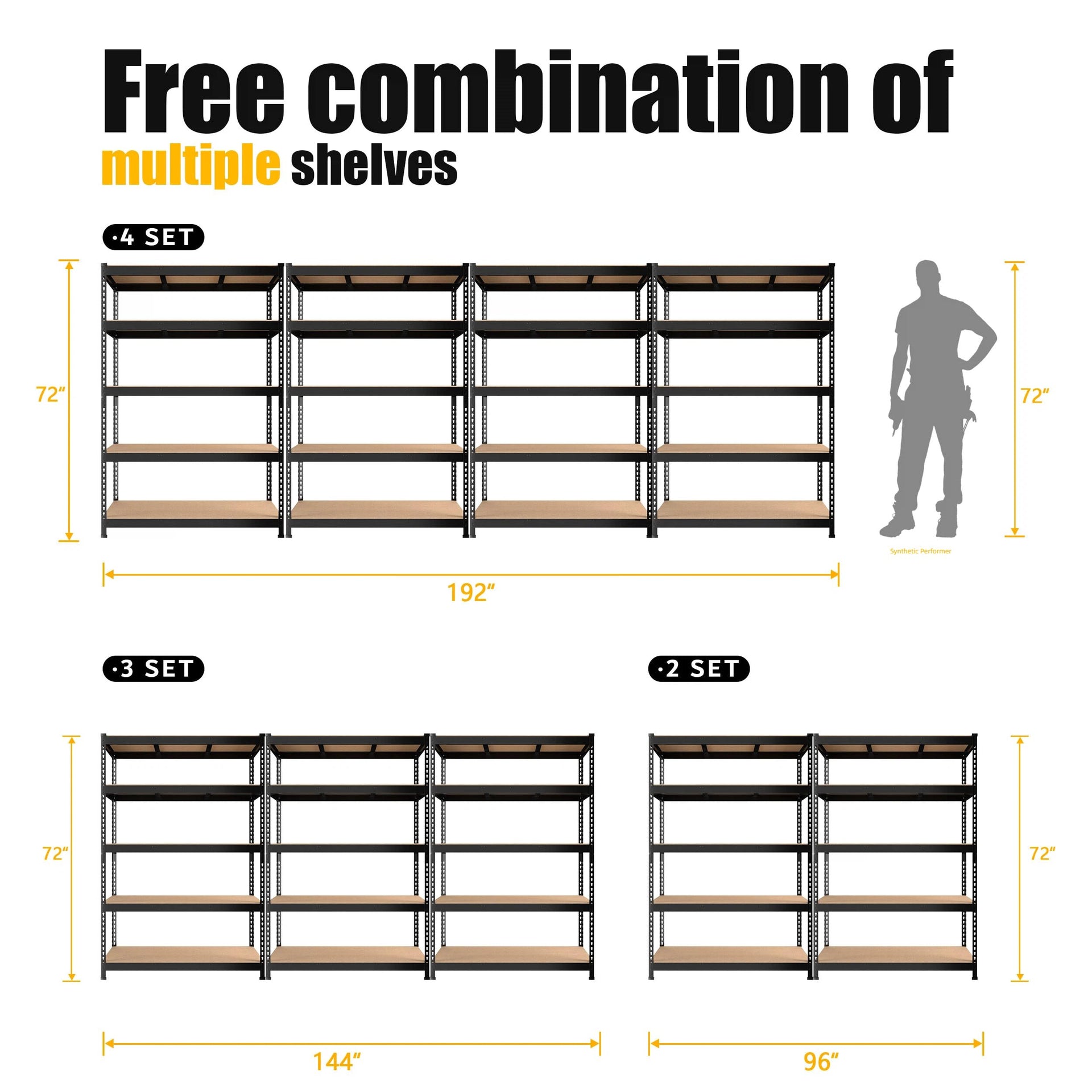 48"W x 24"D x 72"H Garage Storage Shelves (4 Count)