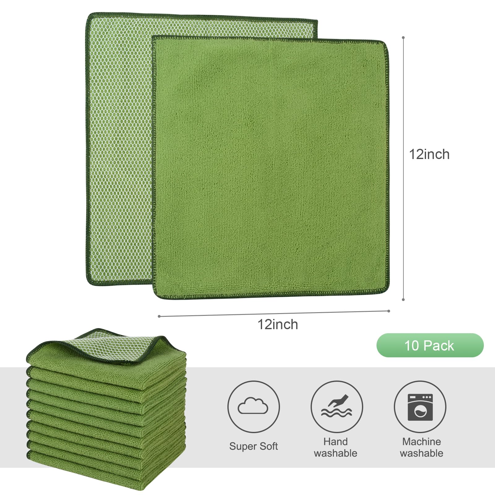 Dish Cloth for Washing Dishes Kitchen Washcloth Cleaning Cloth (10 Count)