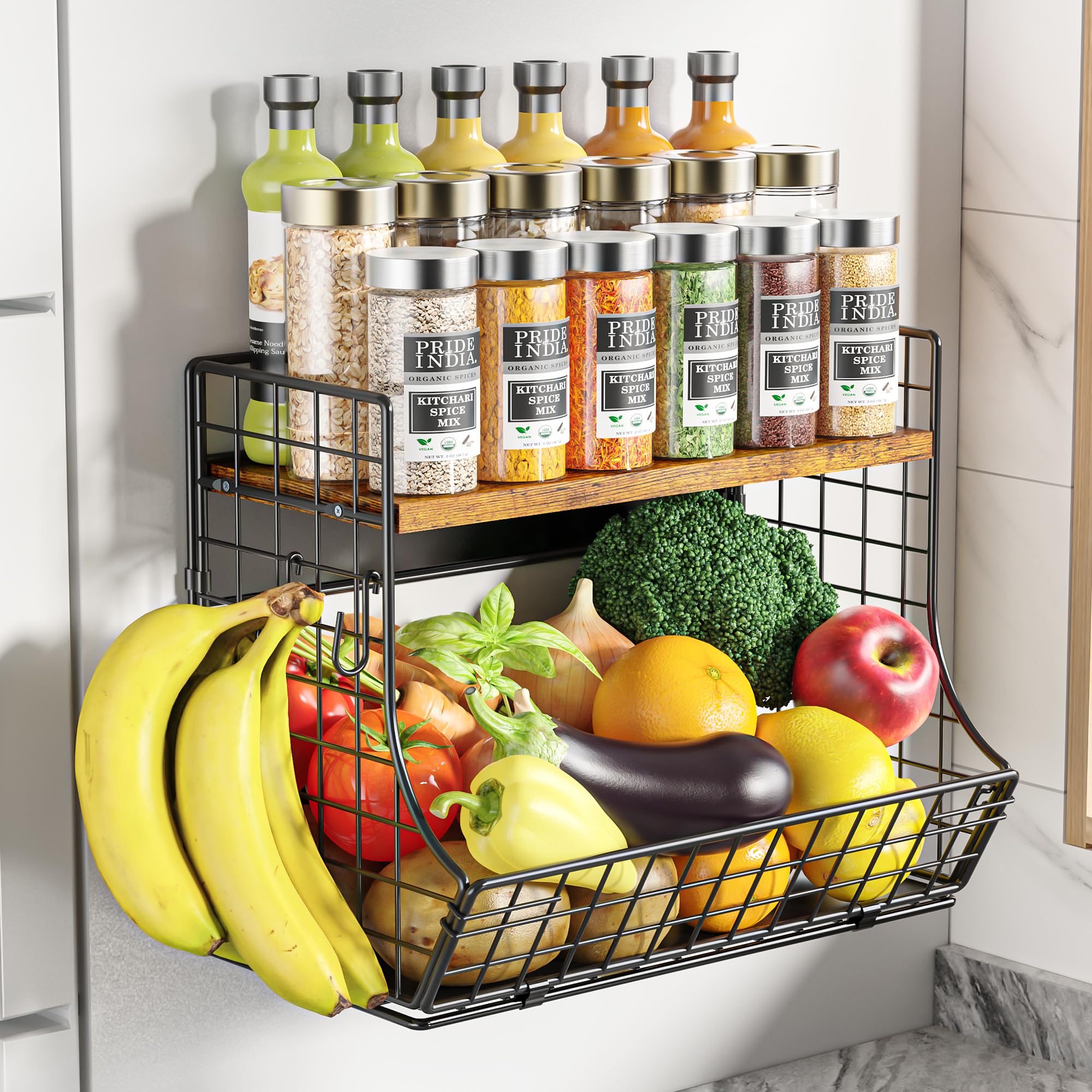 Magnetic Shelf for Fridge with Wood Lid