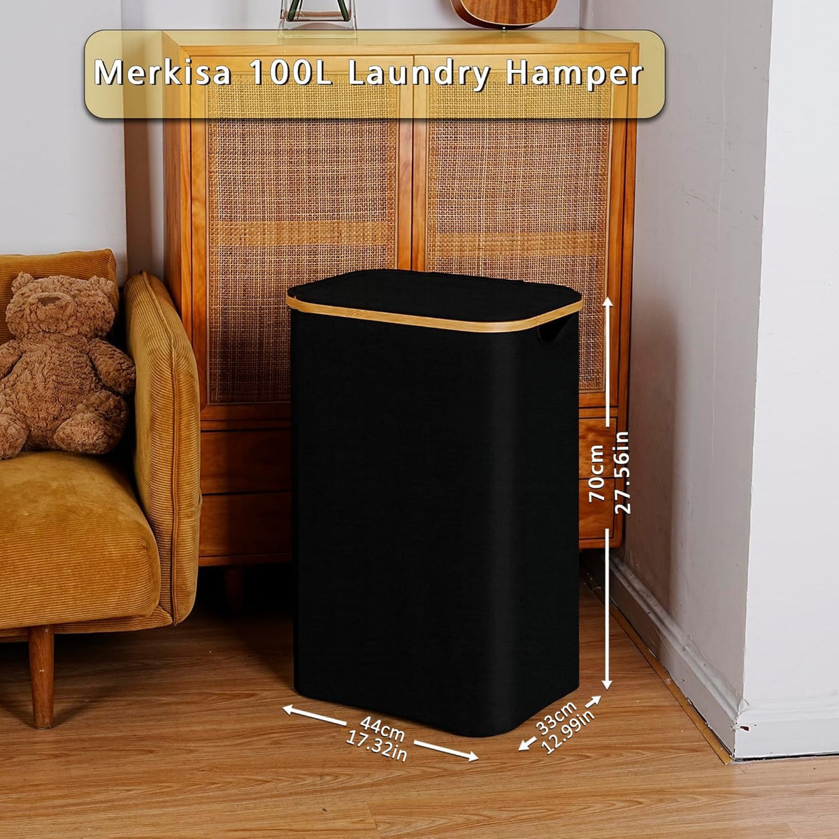 100L Laundry Hamper with Lid