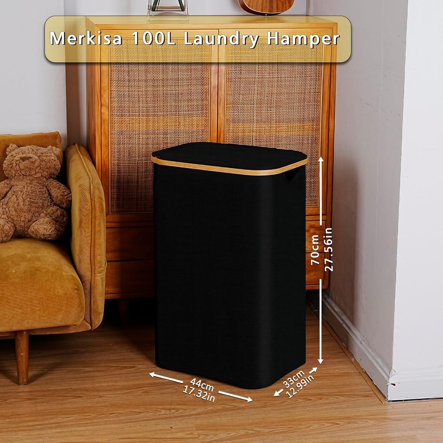 100L Laundry Hamper with Lid