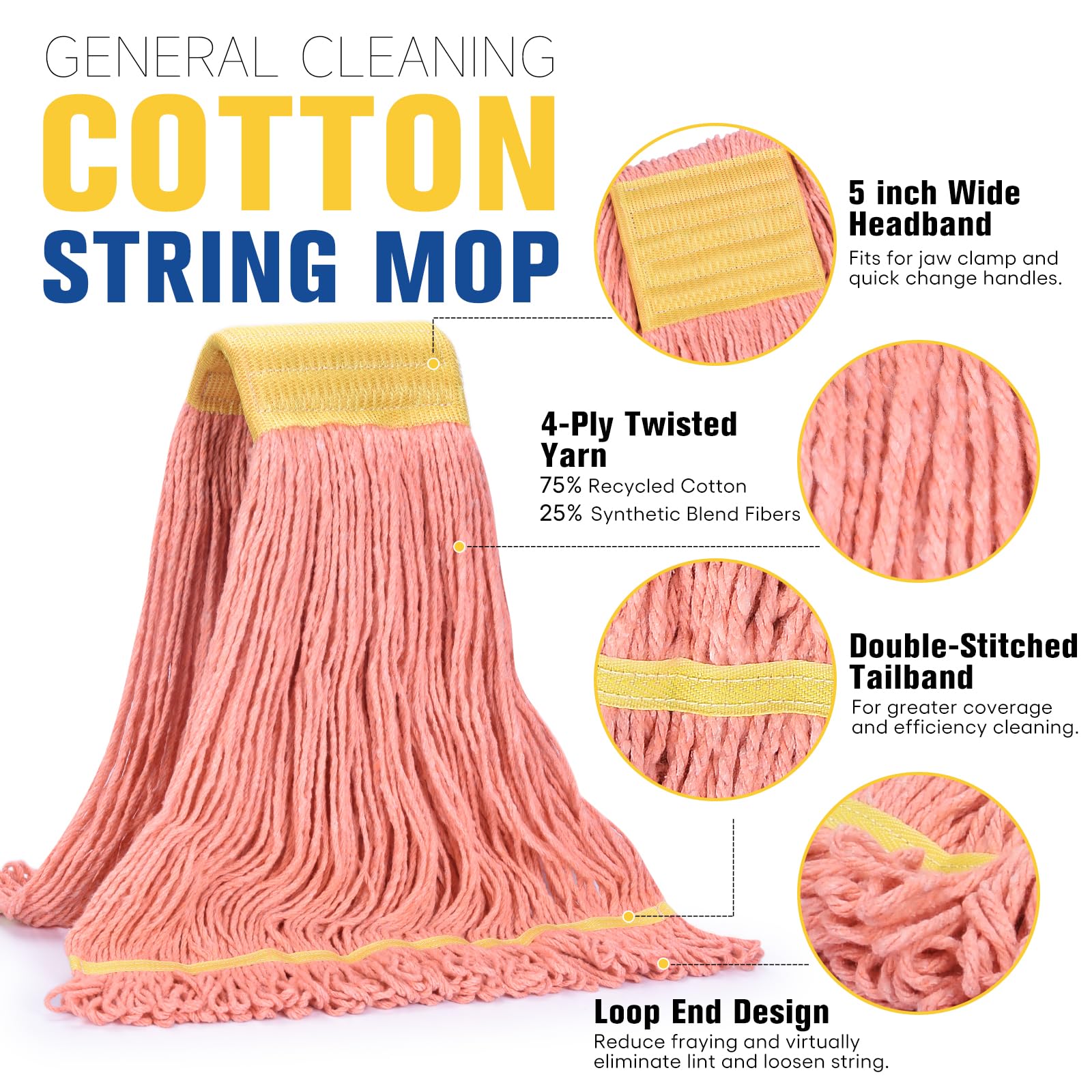 Matthew Cleaning Commercial Mop Head Replacement (6 Count)