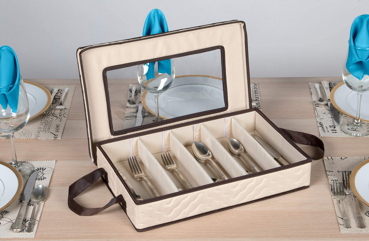 Flatware Storage Case 5 Compartments Silverware Container Box