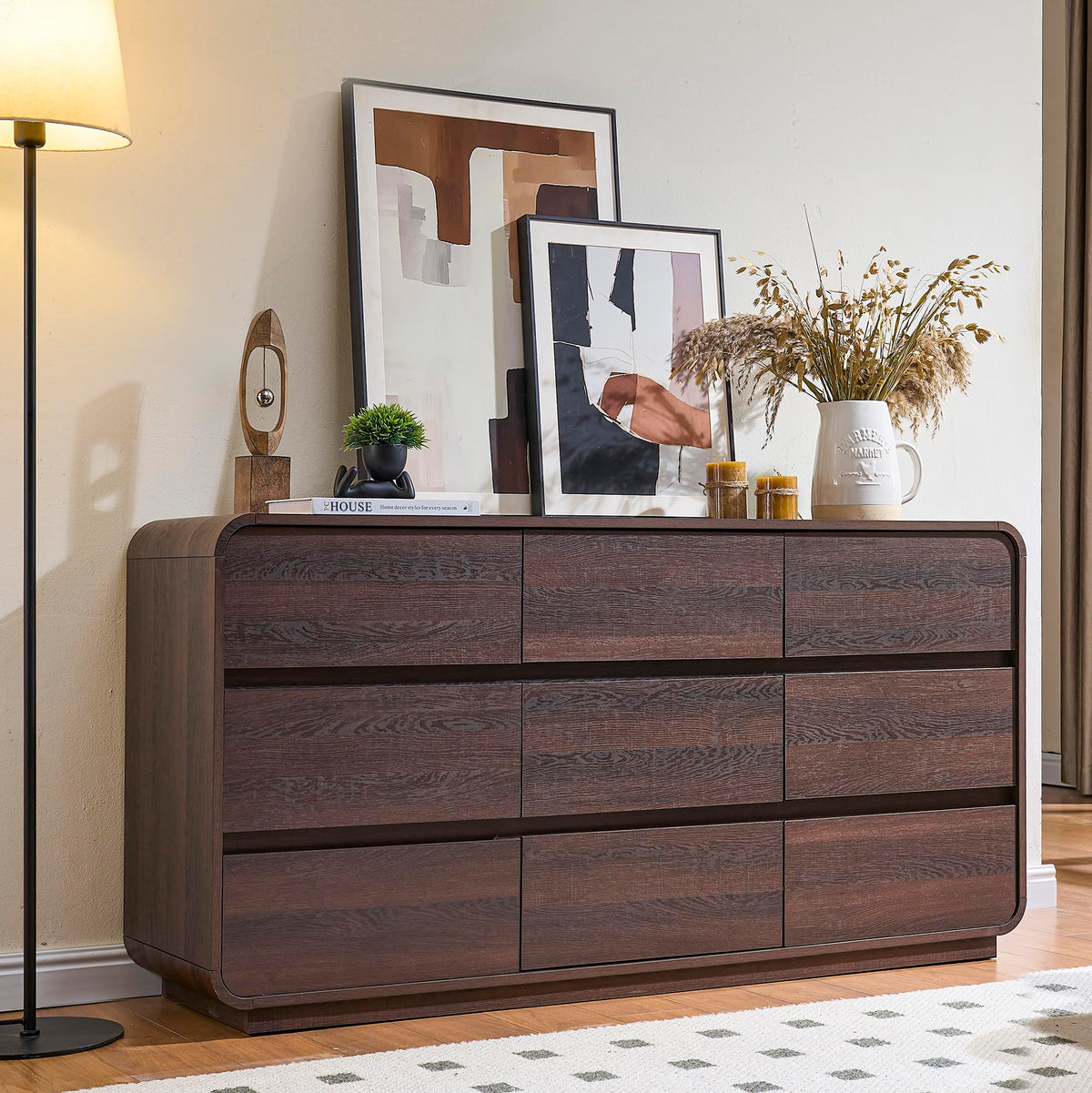 9 Drawer Double Dresser for Bedroom