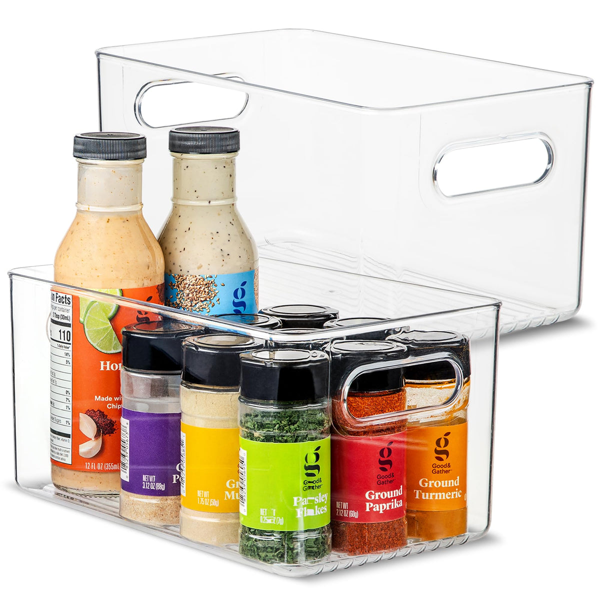 Plastic Food Storage 2 Pack Clear Container Bin with Handles for Organizing Kitchen (2 Count)