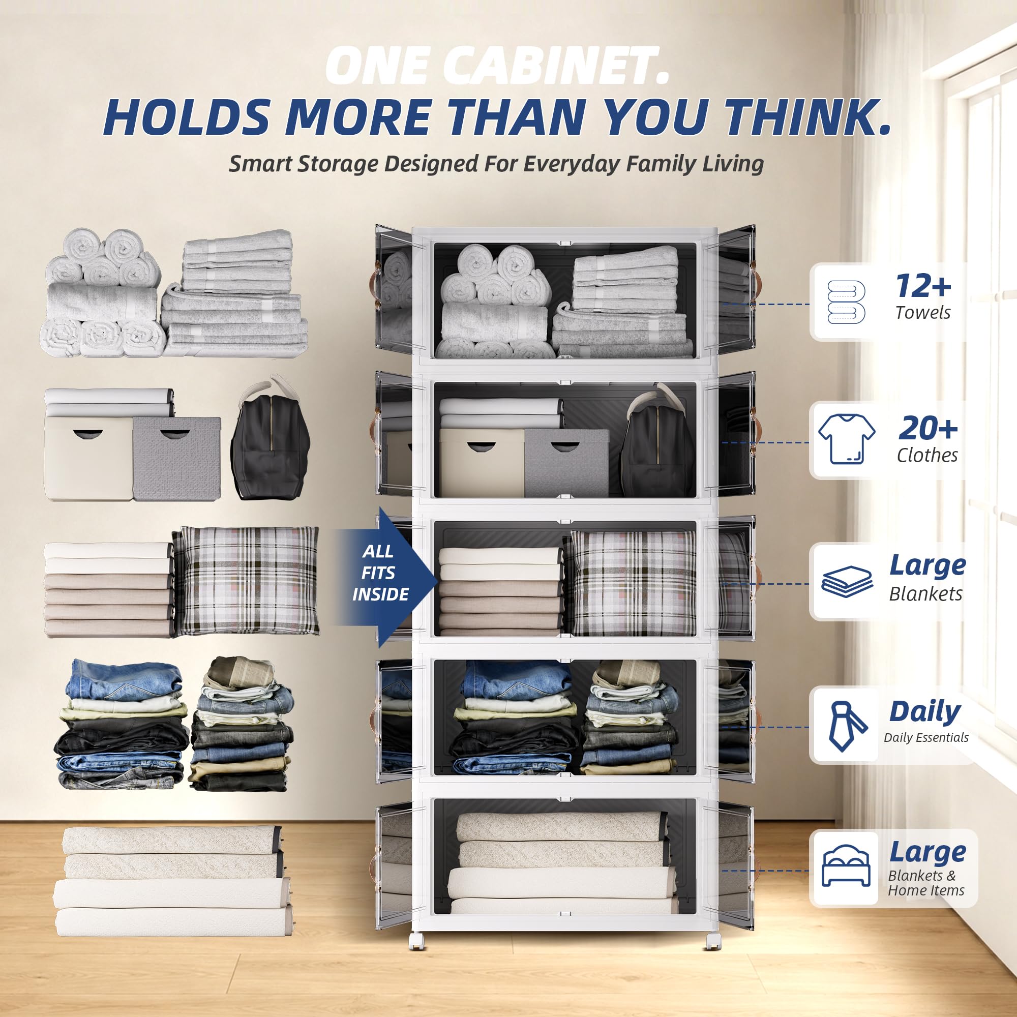 180QT 45Gal Stackable Storage Bins with a Lid