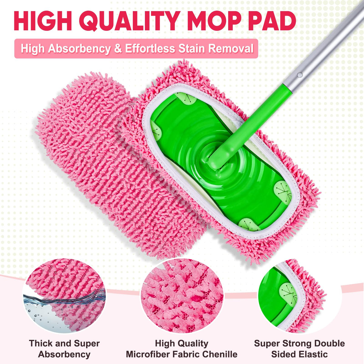 6 Pack Reusable Mop Pads Compatible with Swiffer Sweeper (6 Count)