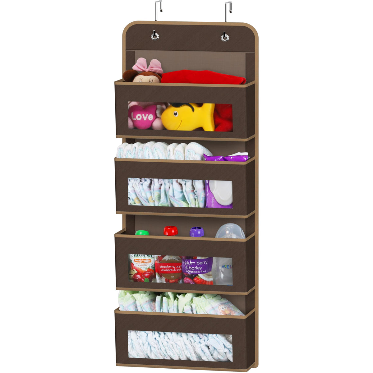 4 Clear Window Pocket Over Door Hanging Organizer