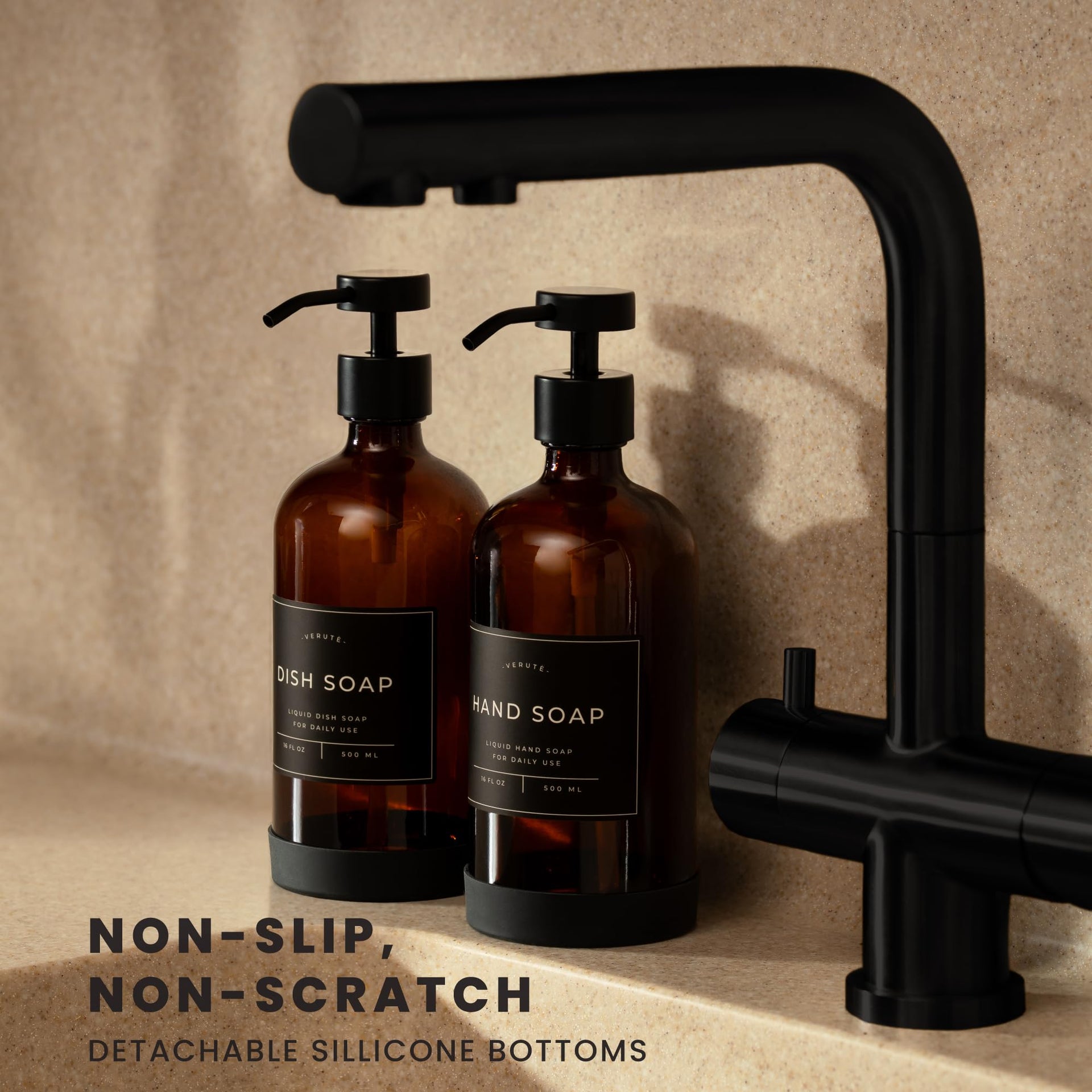 Hand and Dish Soap Dispenser for Kitchen and Bathroom (2 Count)