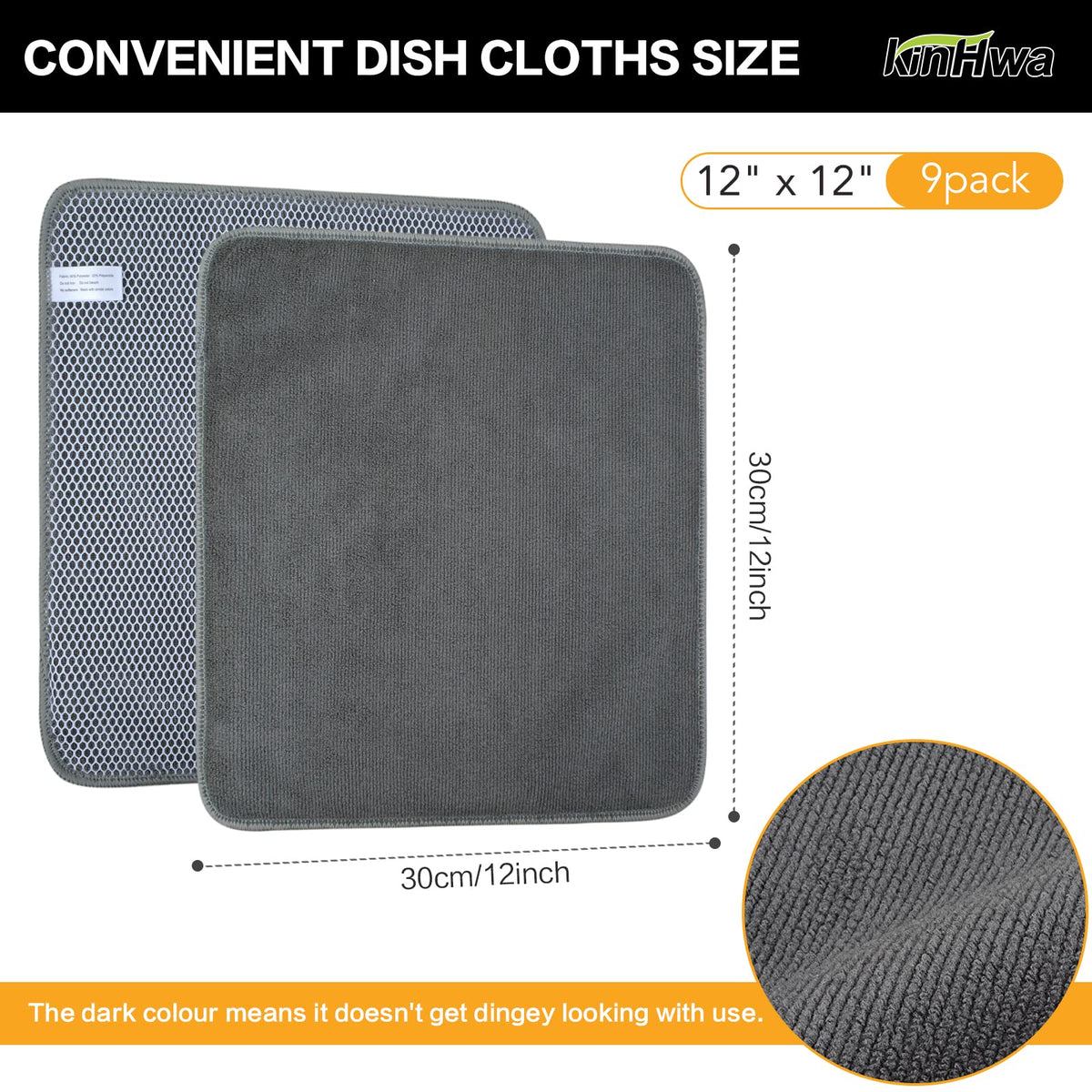 Dish Cloths for Washing Dishes with Scrub Side (9 Count)