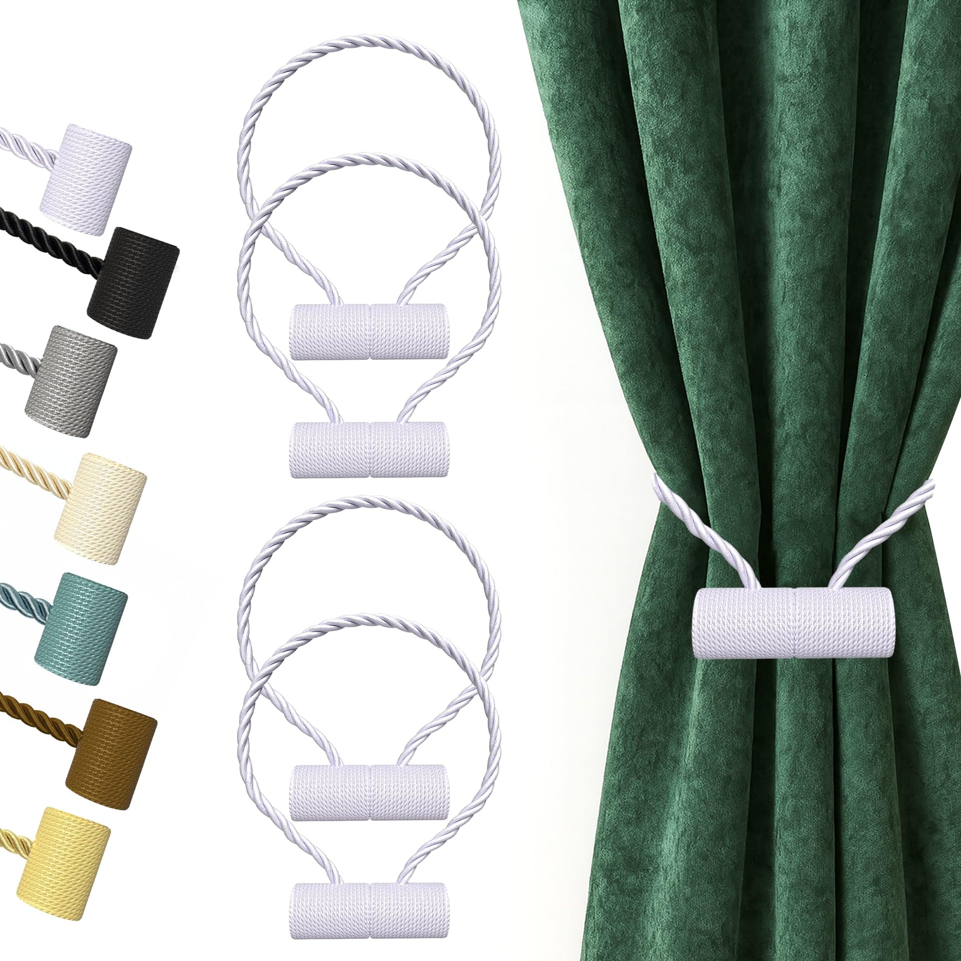Magnetic Curtain Tiebacks White 4pcs (4 Count)