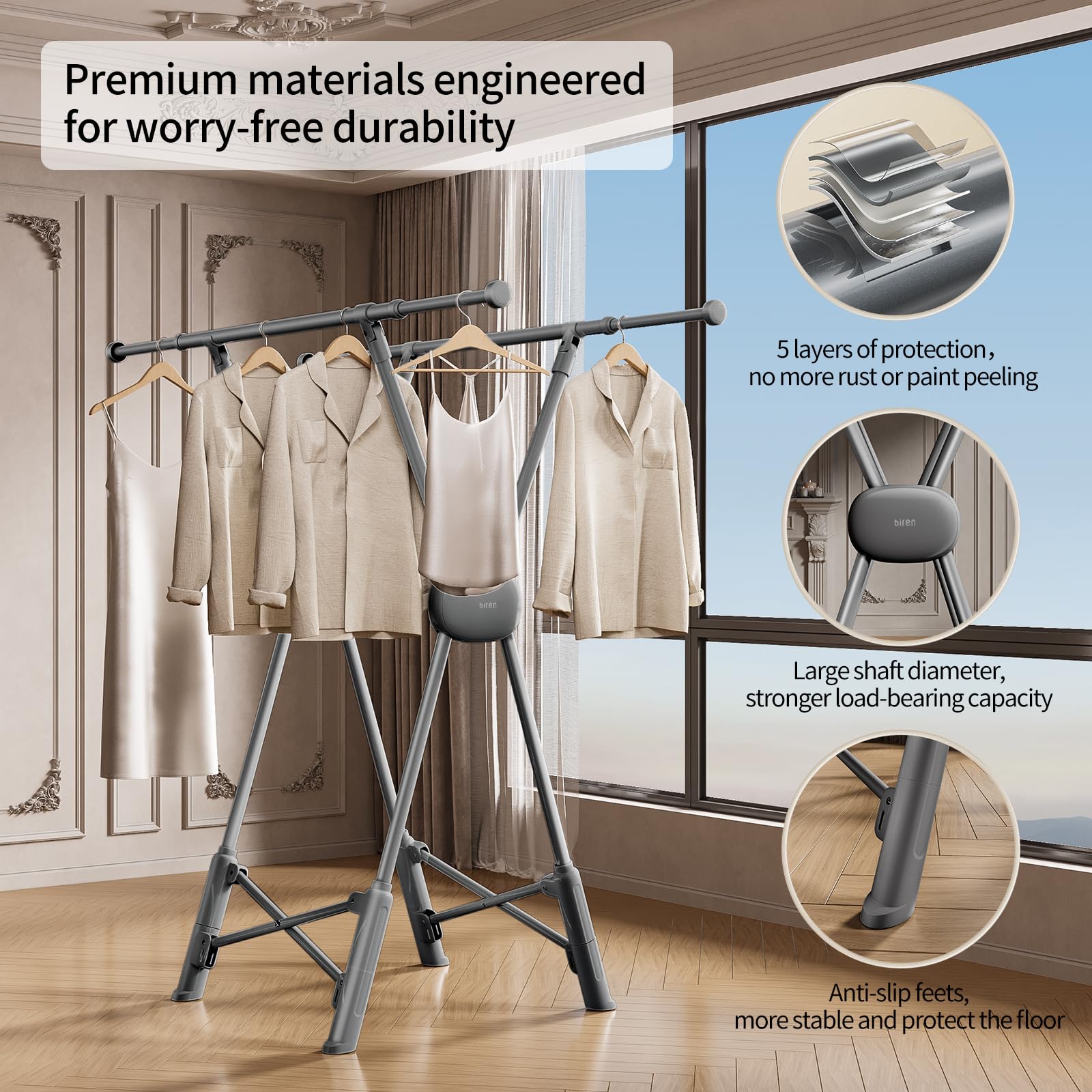 Clothes Drying Rack Heavy Duty Clothing Racks Foldable Laundry Rack Two Drying Modes Garment Racks for Drying Clothes