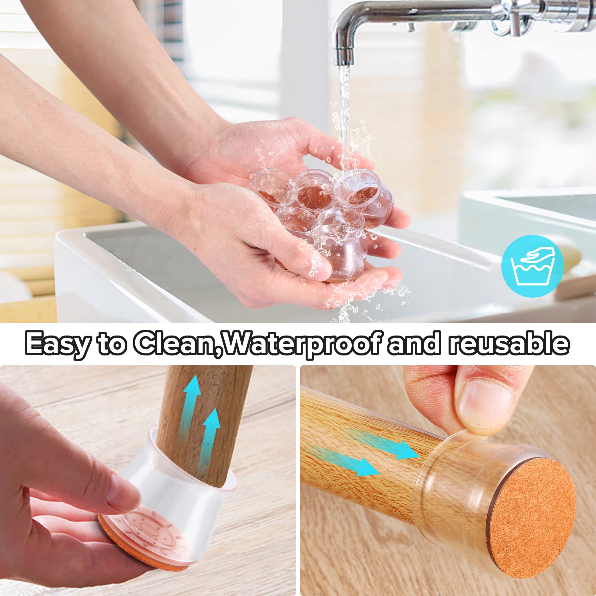 Upgraded Silicone Chair Leg Floor Protectors for Hardwood Floors (24 Count)
