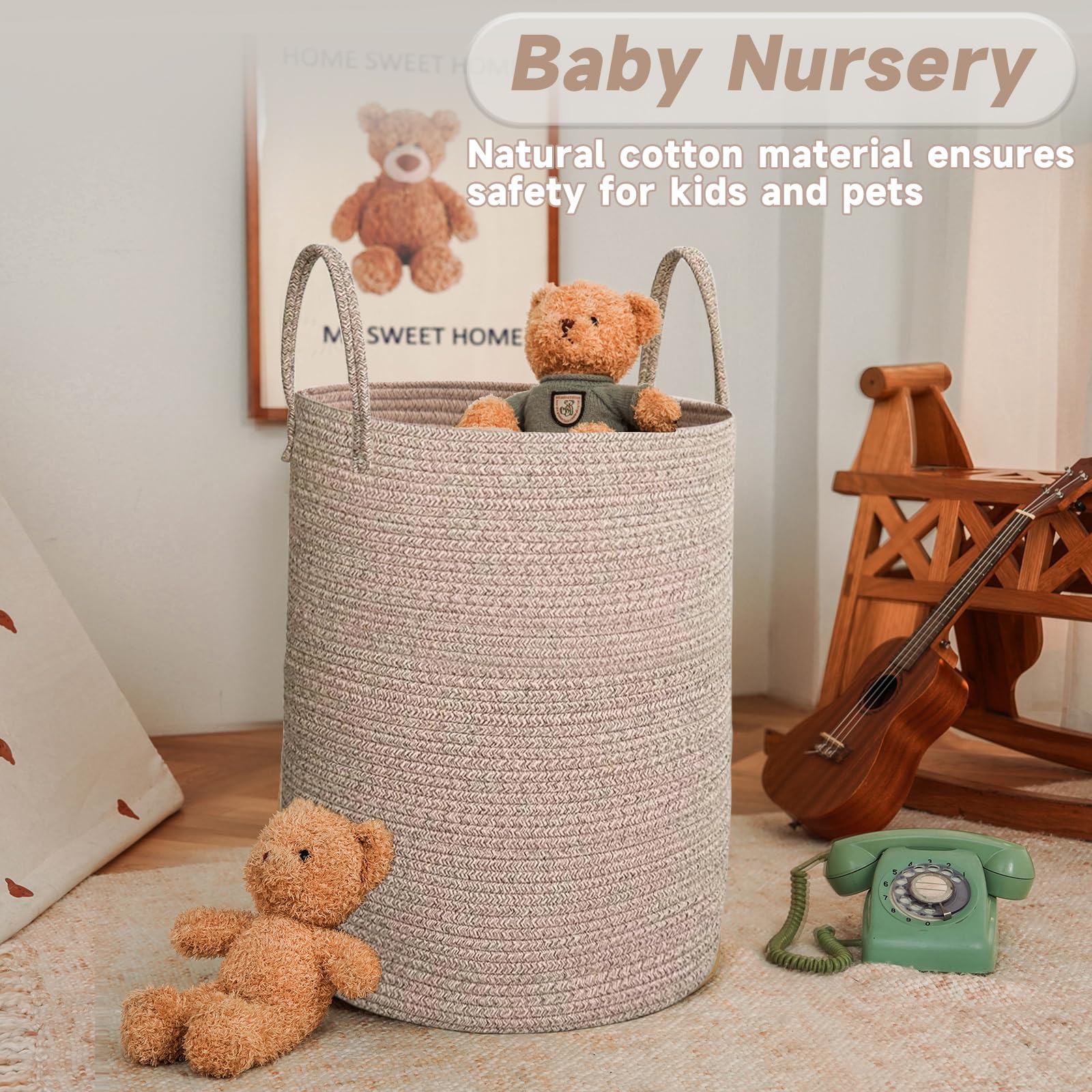 100L Cotton Rope Laundry Basket Hamper