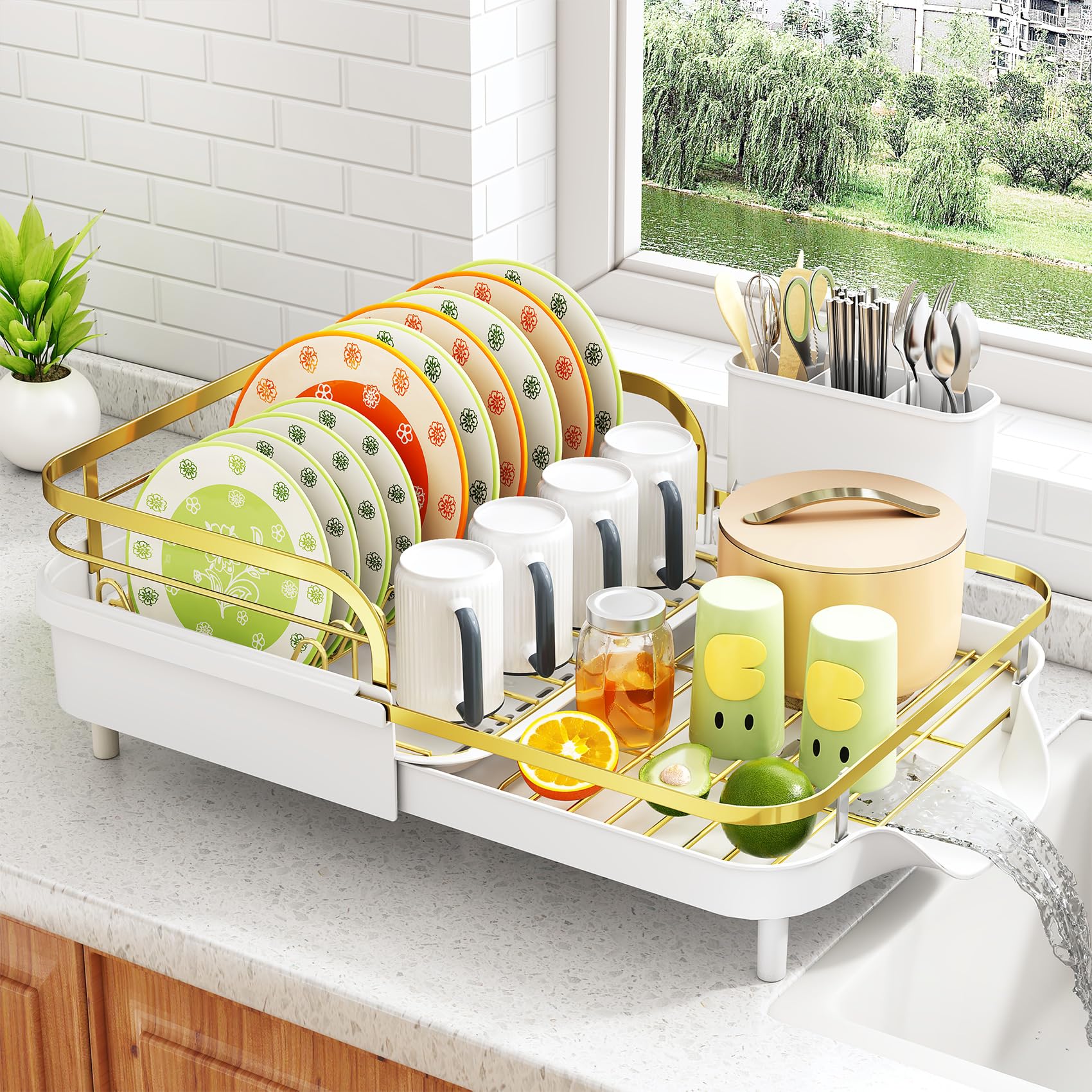 Expandable Dish Drying Rack for Small Kitchen Counter