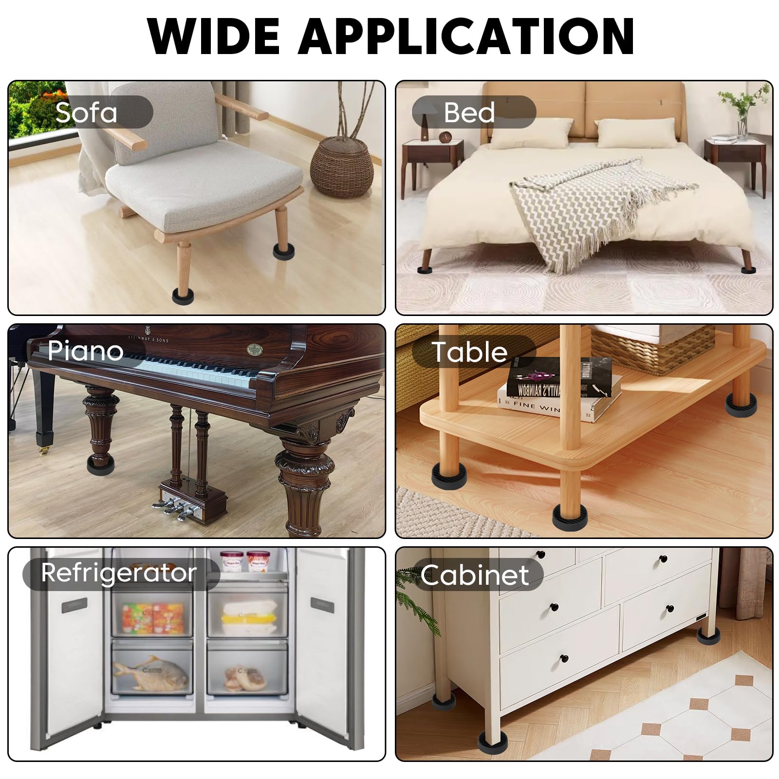 Rubber Furniture Pads for Hardwood Floors (8 Count)