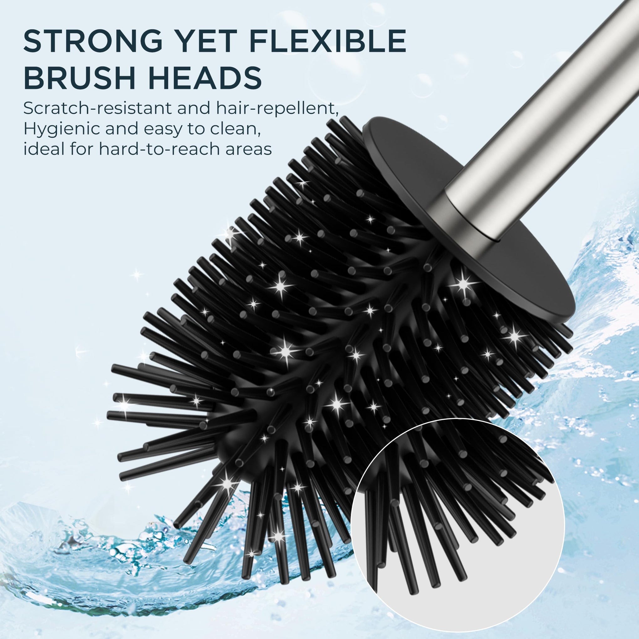 Stainless Steel Toilet Bowl Brush Scrubber and Holder Set Medium