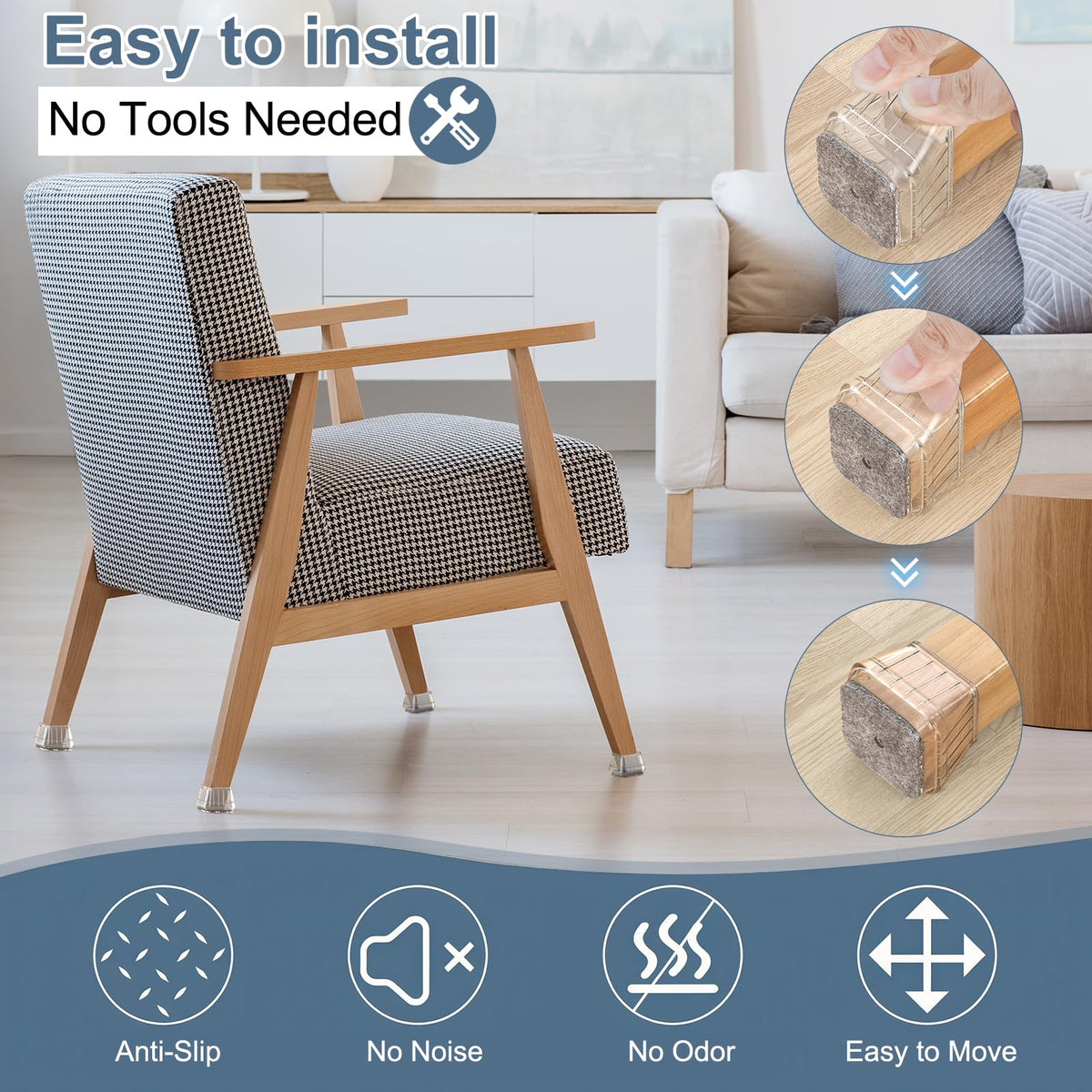 24PCS Square Chair Leg Floor Protectors for Hardwood Floors (24 Count)
