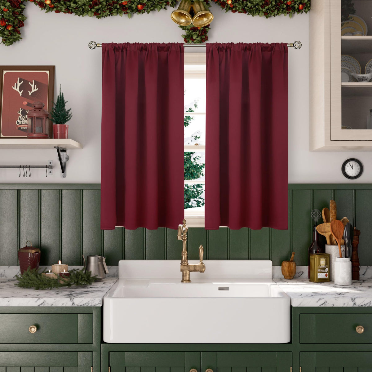 Short Burgundy Blackout Curtains 45 Inch Length