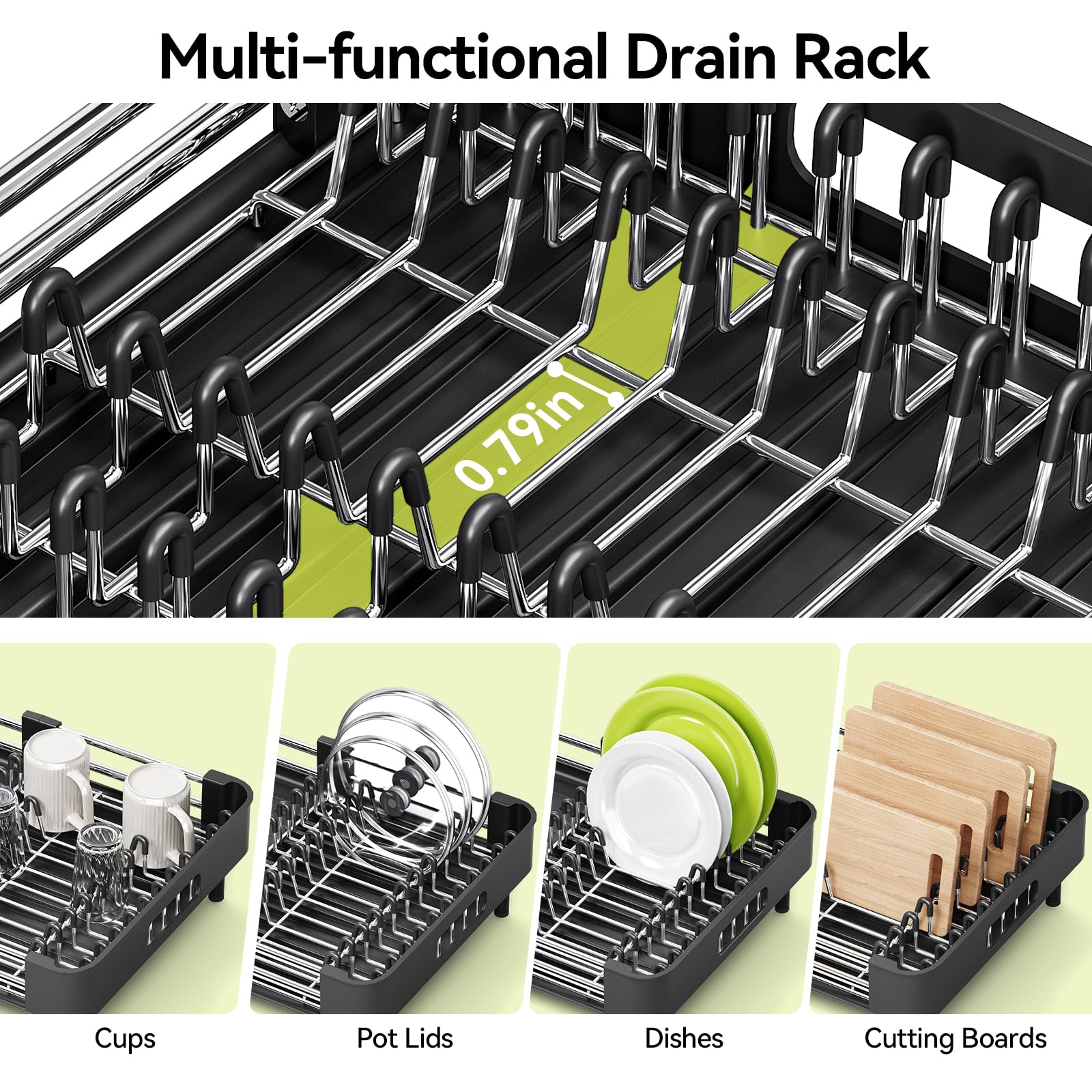 Extendable Stainless Dish Drying Rack for Kitchen Counter