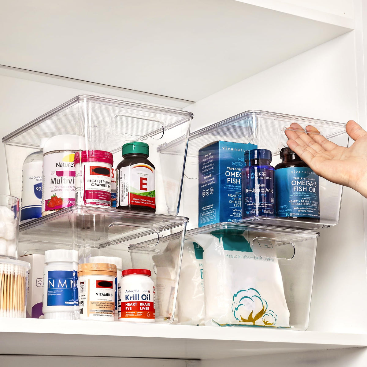 6 Pack Clear Stackable Storage Bins with Lids and Handles (6 Count)