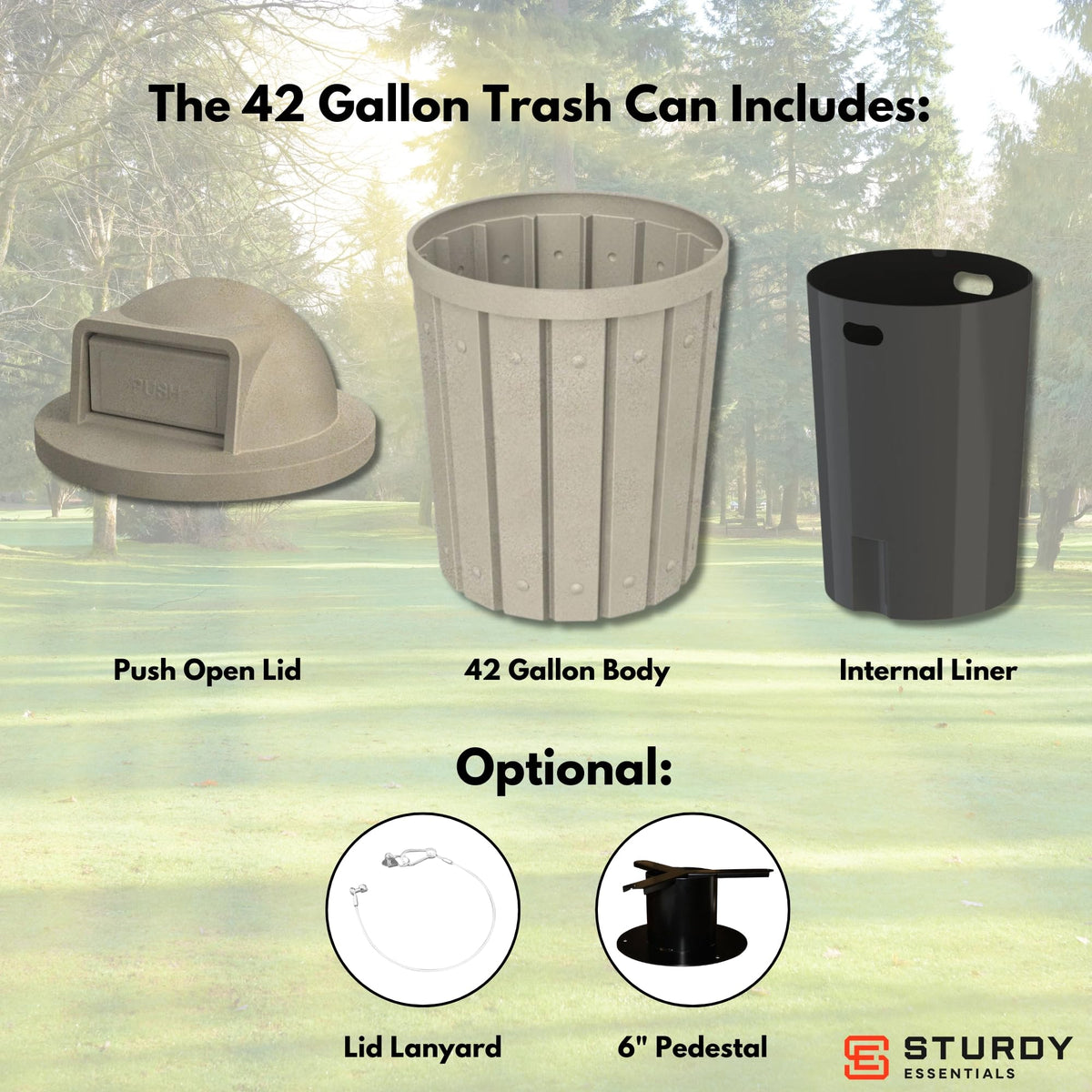 Campus Collection 42 Gallon Commercial Trash Can with Lid