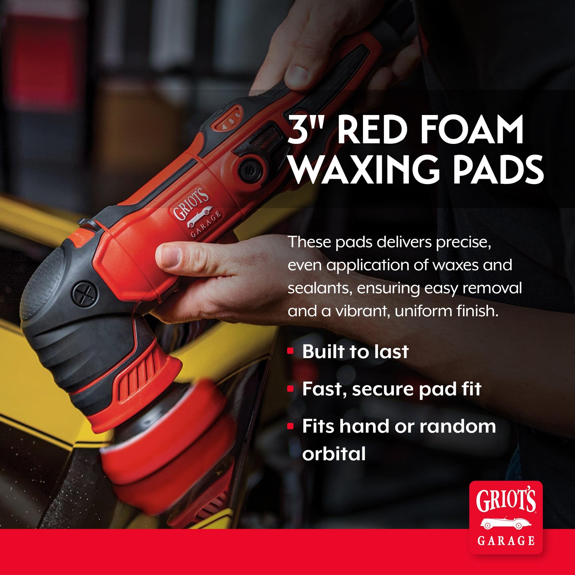 3” Red Foam Waxing Pads for Car Detailing (3 Count)