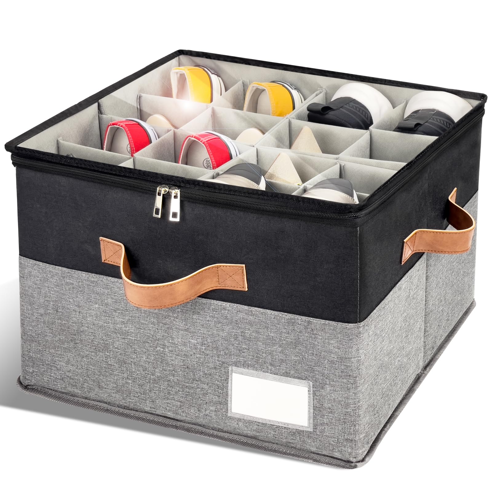 1 Pack Shoe Organizer for Closet Foldable Storage Box with Clear Cover