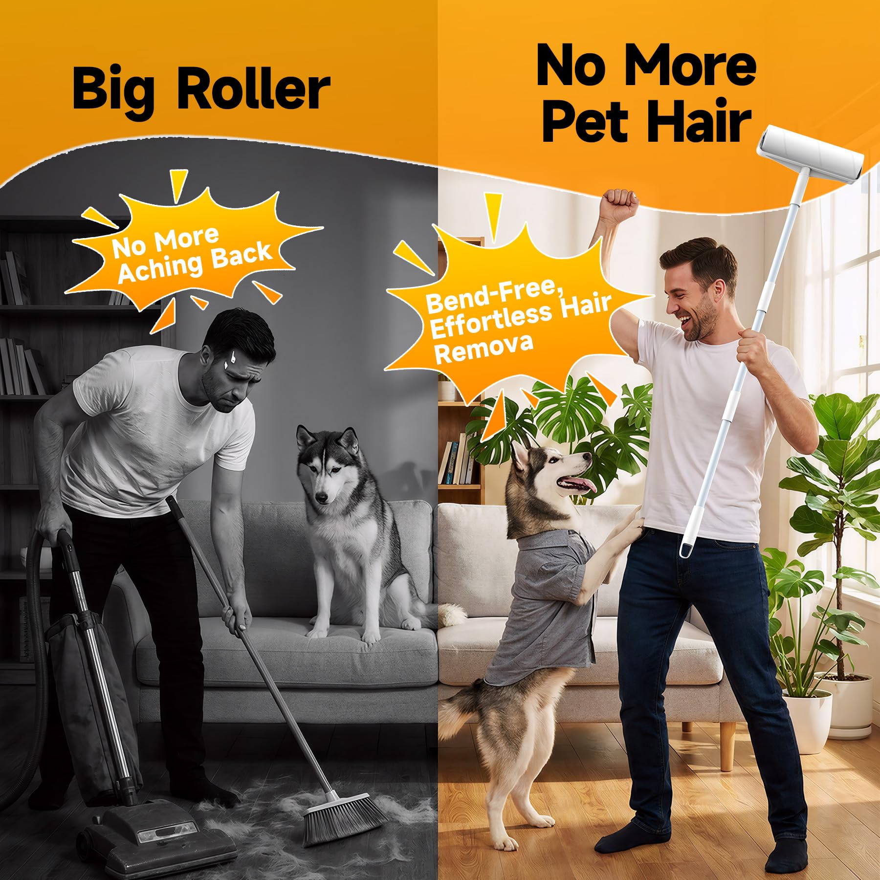 Extra Large Lint Roller for Pet Hair (400 Count)