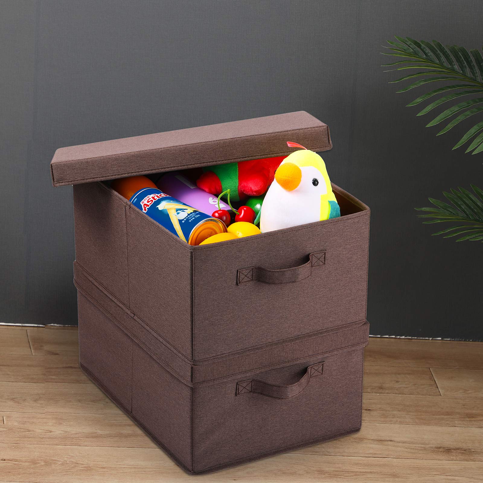 Linen Foldable Storage Bins with Lids (2 Count)