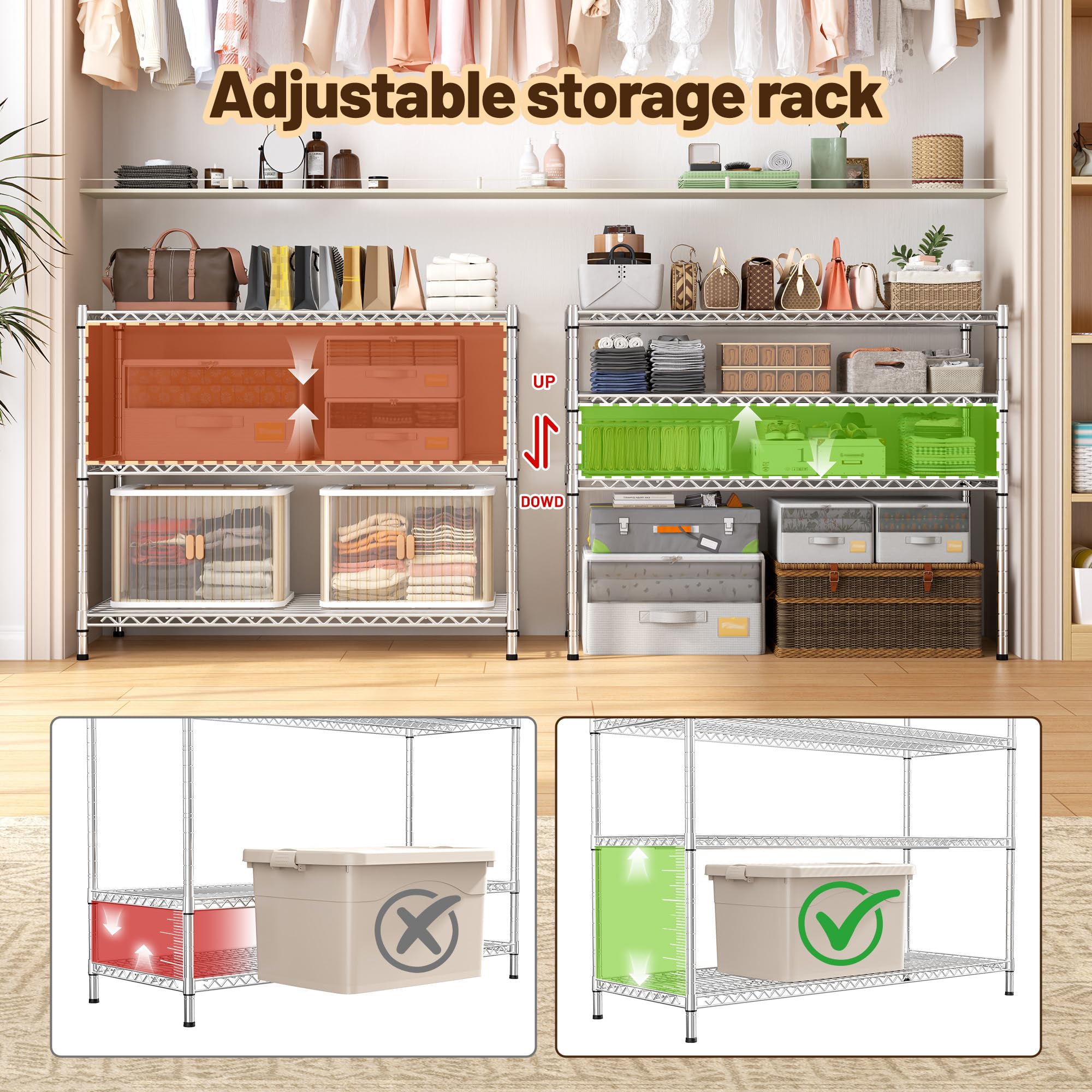 Heavy Duty 3 Tier Metal Shelving Unit