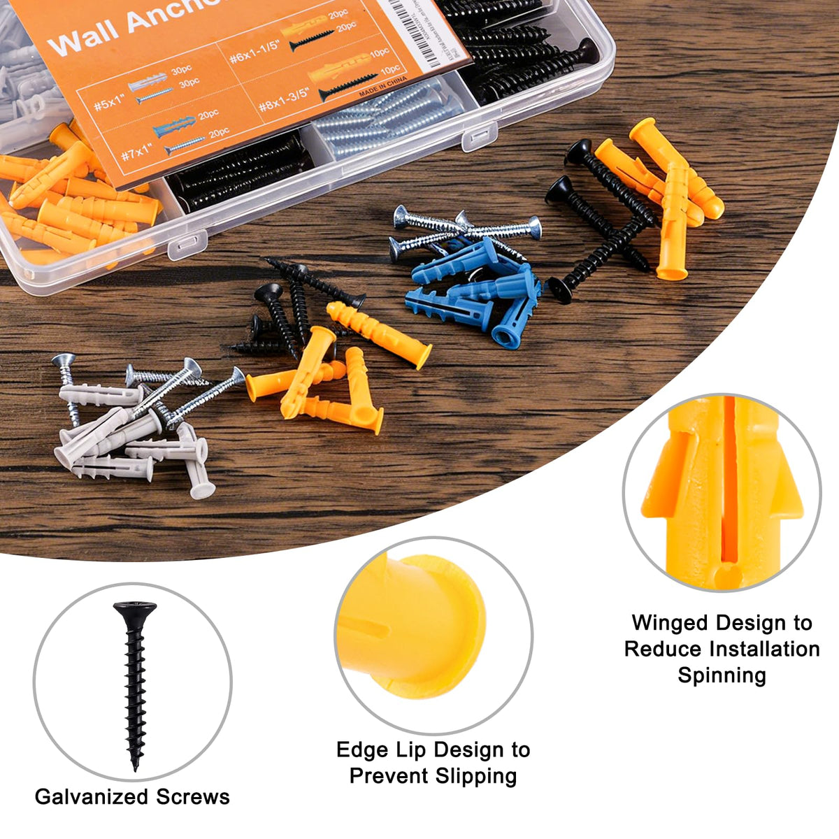 Drywall Anchors and Screws Assortment Kit (160 Count)