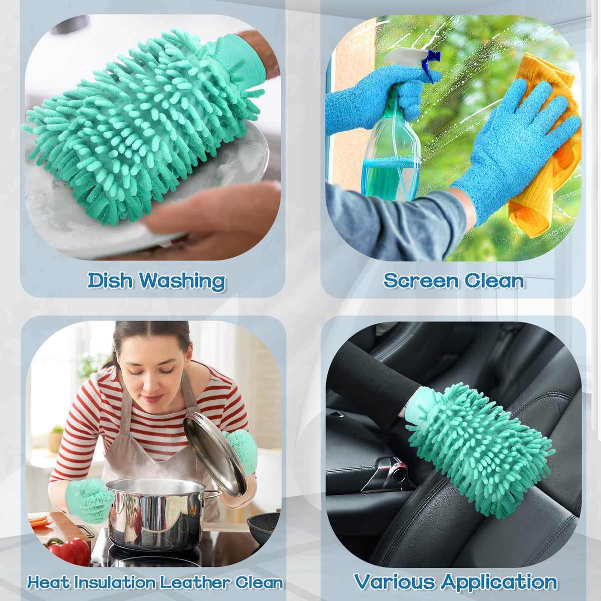6 Pcs Micro Dusting Mitt Plant Cleaning