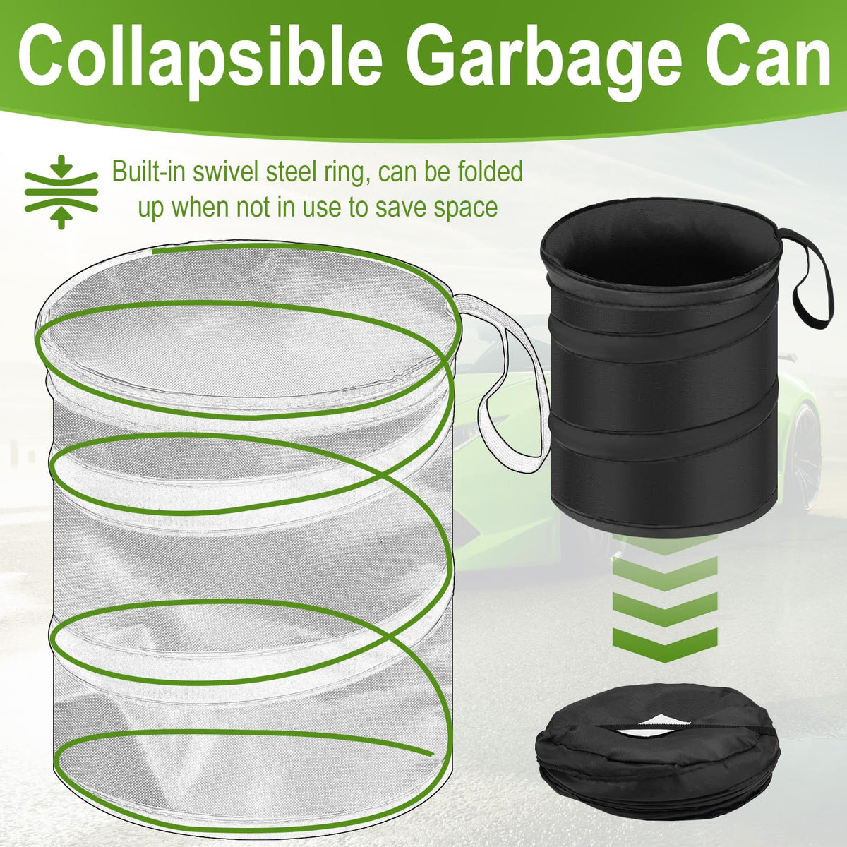2 PCS Car Collapsible Trash Can (2 Count)