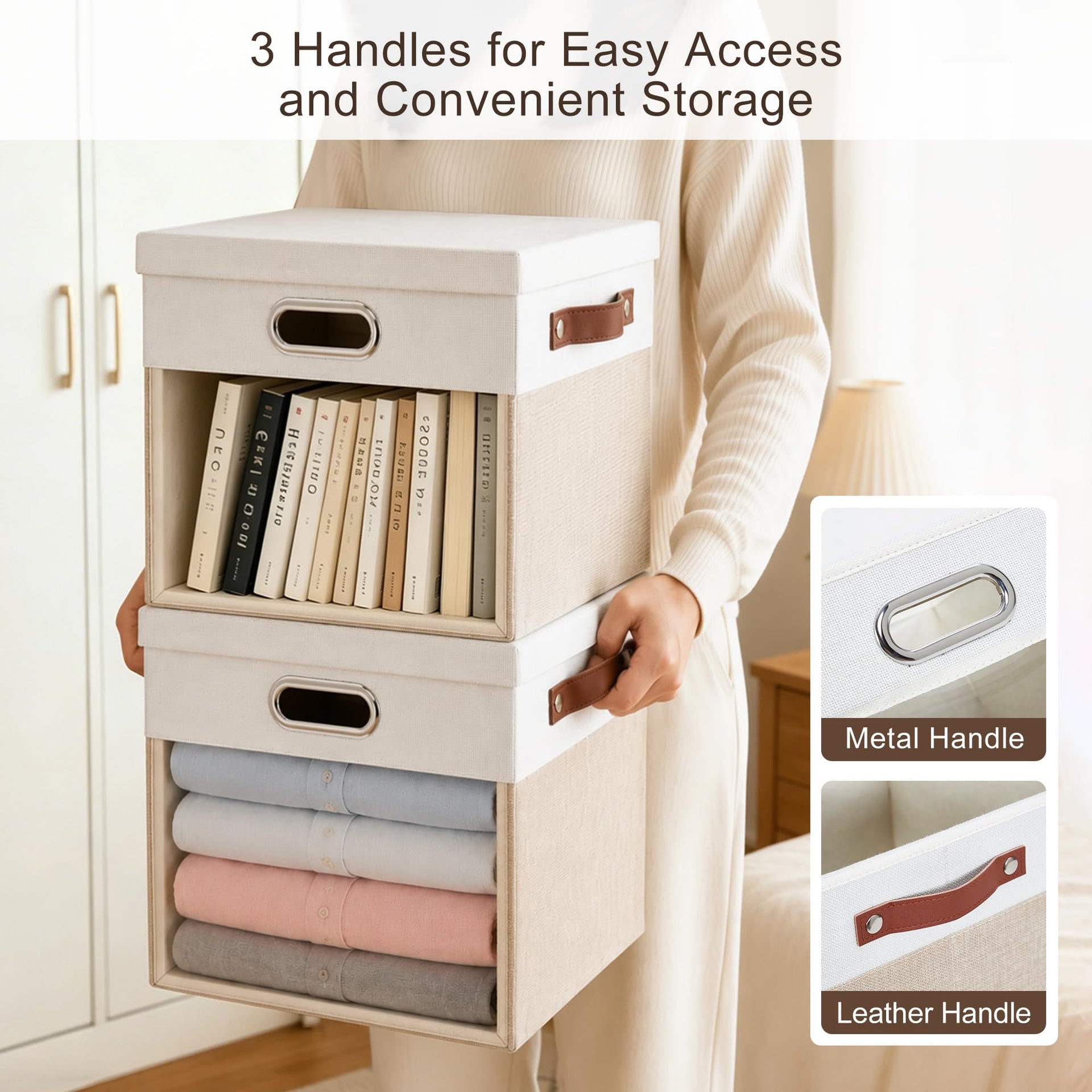 11x11 Inch Ultra Thick Fabric Storage Bins with Lids & Windows (3 Count)