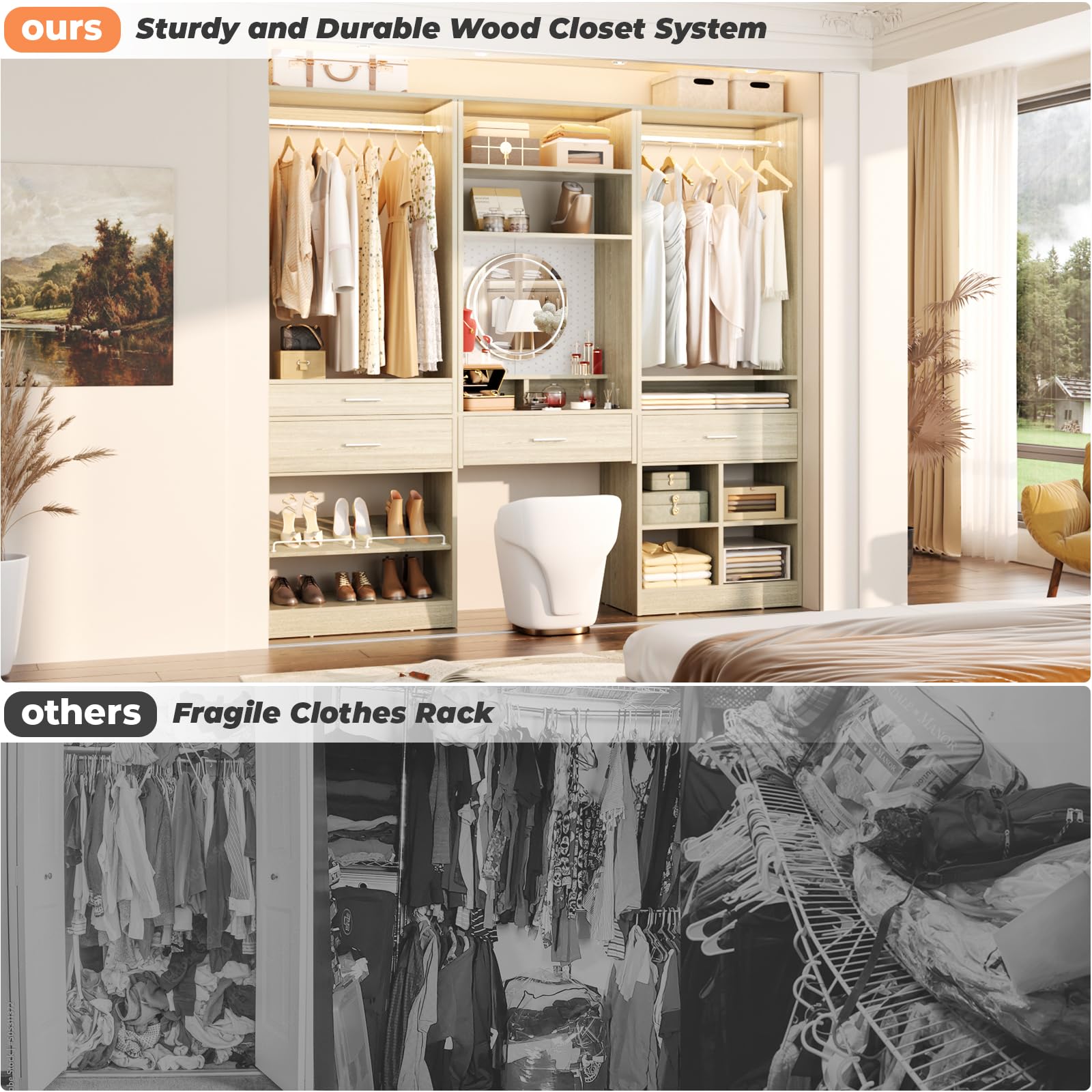 75" Modular Closet System with Magnetic Pegboard (3 Count)