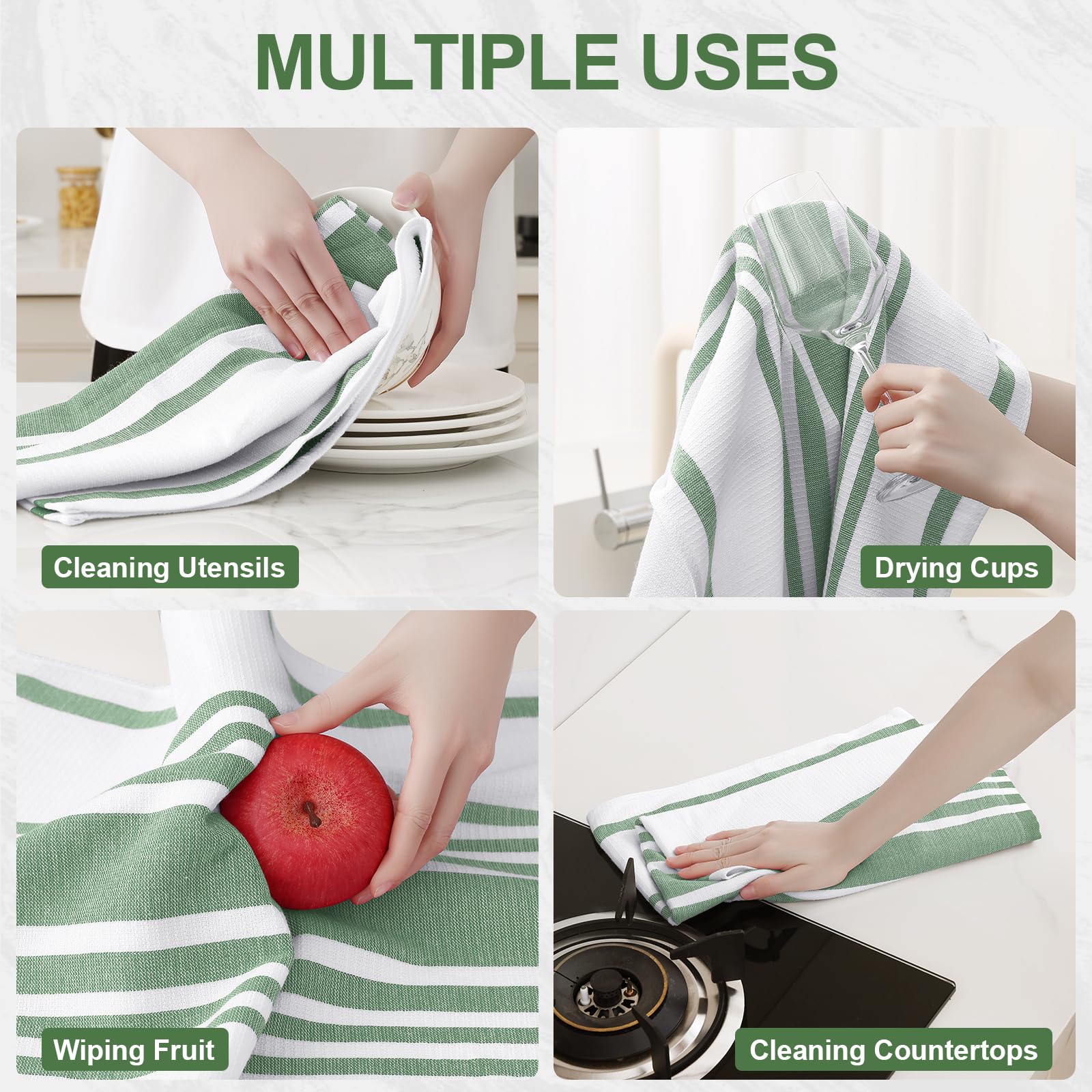 Premium Cotton Stripe Kitchen Towels 3 Pack (3 Count)